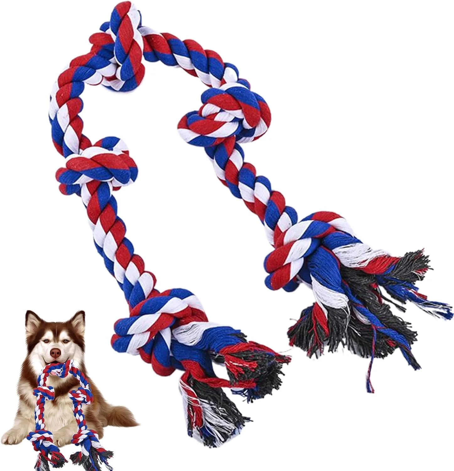 اسباب بازی طناب سگ | اسباب بازی طناب کشی برای توله سگ | طناب تمرینی جویدنی مقاوم در برابر گاز گرفتن برای نژادهای بزرگ و متوسط برای رفع خستگی در فضای باز و داخل خانه اسباب بازی طناب سگ | اسباب بازی طناب کشی برای توله سگ | طناب تمرینی جویدنی مقاوم در برابر گاز گرفتن برای نژادهای بزرگ و متوسط برای رفع خستگی در فضای باز و داخل خانه