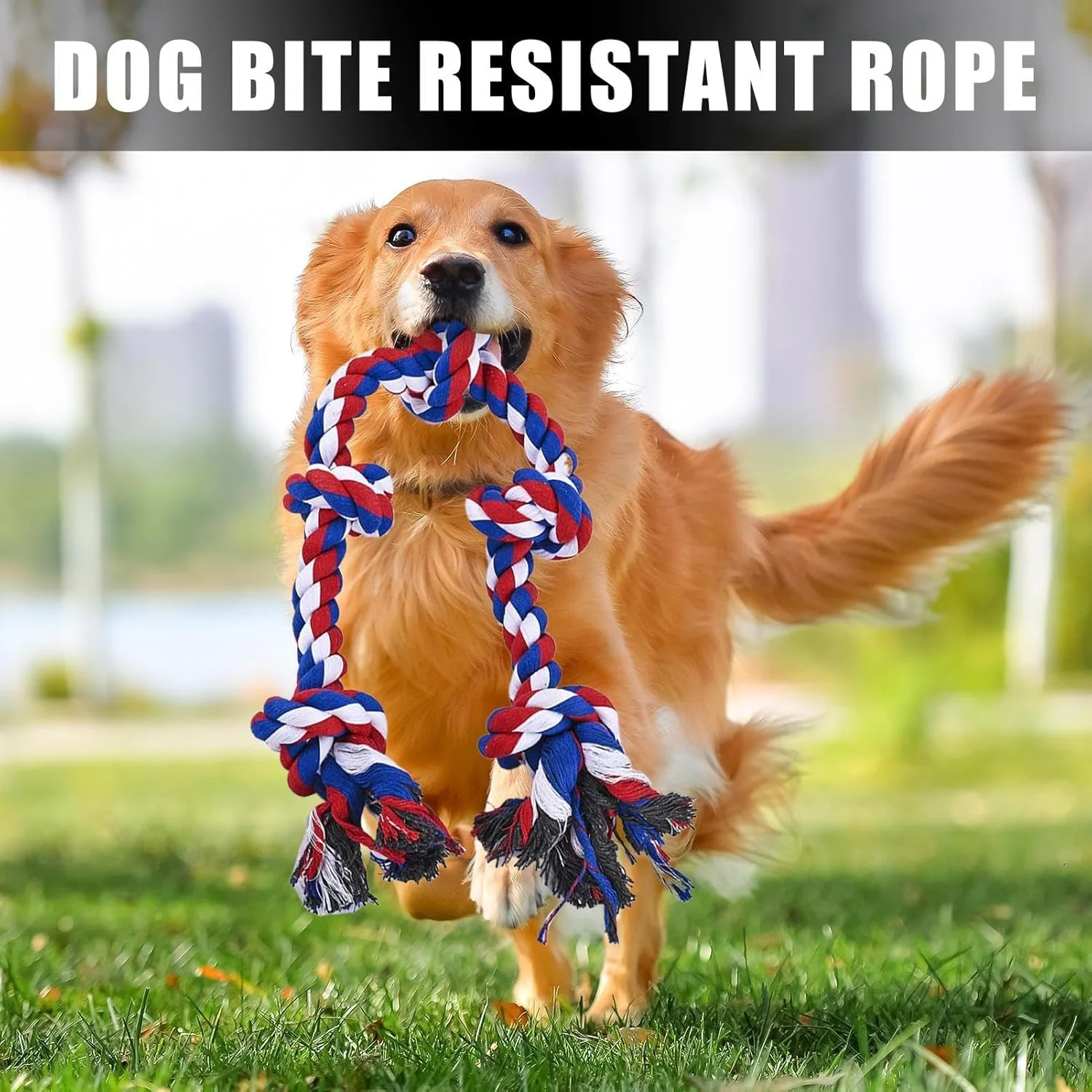 طناب اسباب بازی سگ - اسباب بازی های جویدنی برای توله سگ، طناب جویدنی برای نژادهای بزرگ و متوسط، آموزش جویدن تهاجمی، بازی در فضای باز و داخل خانه