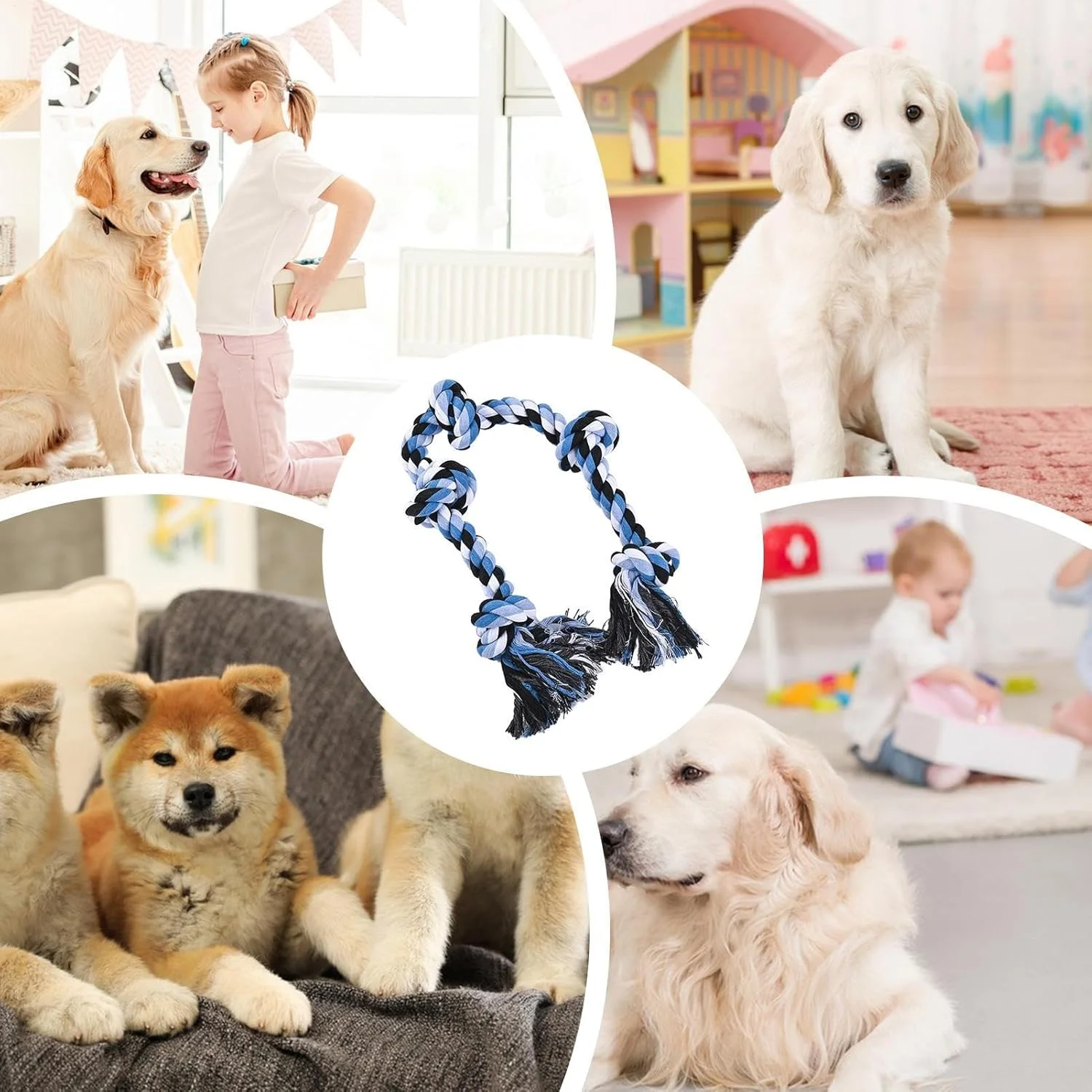 Rope Dog Toys - Teeth Cleaning Puppy Toy | Bite Resistant Chewing Training Rope for Aggressive Chewer Medium Large Breed Boredom Relief Outdoor Indoor Rope Dog Toys - Teeth Cleaning Puppy Toy | Bite Resistant Chewing Training Rope for Aggressive Chewer Medium Large Breed Boredom Relief Outdoor Indoor