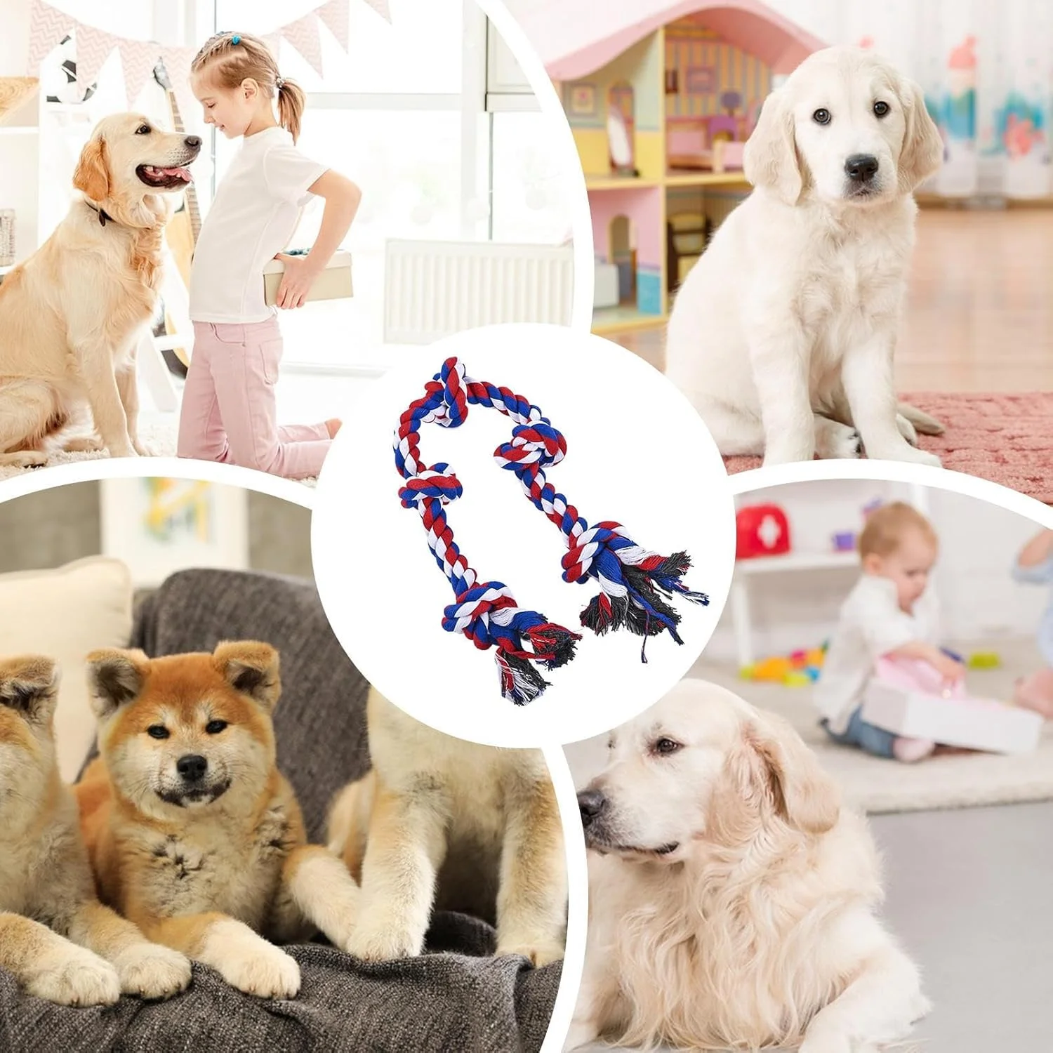 طناب اسباب بازی سگ - اسباب بازی های جویدنی برای تمرین توله سگ | طناب تمرینی جویدنی برای رفع خستگی سگ های بزرگ و متوسط با عادت جویدن تهاجمی، مناسب بازی در فضای باز طناب اسباب بازی سگ - اسباب بازی های جویدنی برای تمرین توله سگ | طناب تمرینی جویدنی برای رفع خستگی سگ های بزرگ و متوسط با عادت جویدن تهاجمی، مناسب بازی در فضای باز