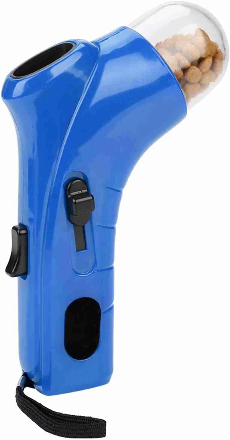 اسباب بازی تعاملی پخش کننده تشویقی سگ Zerodis برای آموزش و سرگرمی با پوشش شفاف و ماشه فشاری آسان برای پرتاب غذا، ساخته شده از مواد ABS (آبی)