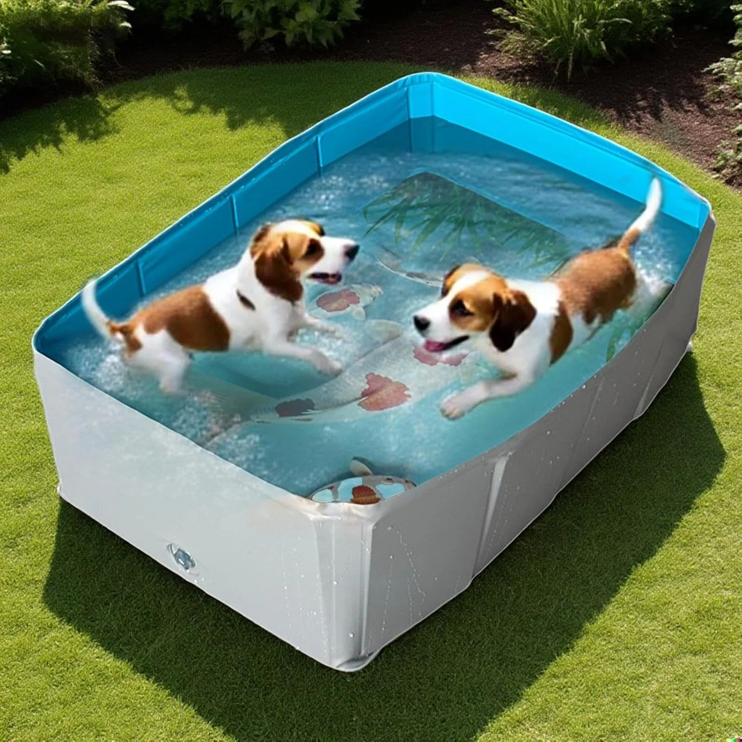 استخر شنای حیوانات خانگی - استخر پارویی سگ PVC تاشو مربعی شکل | وان چند منظوره پارویی توله سگ برای حیاط خانه باغ فضای باز کمپینگ استخر شنای حیوانات خانگی - استخر پارویی سگ PVC تاشو مربعی شکل | وان چند منظوره پارویی توله سگ برای حیاط خانه باغ فضای باز کمپینگ