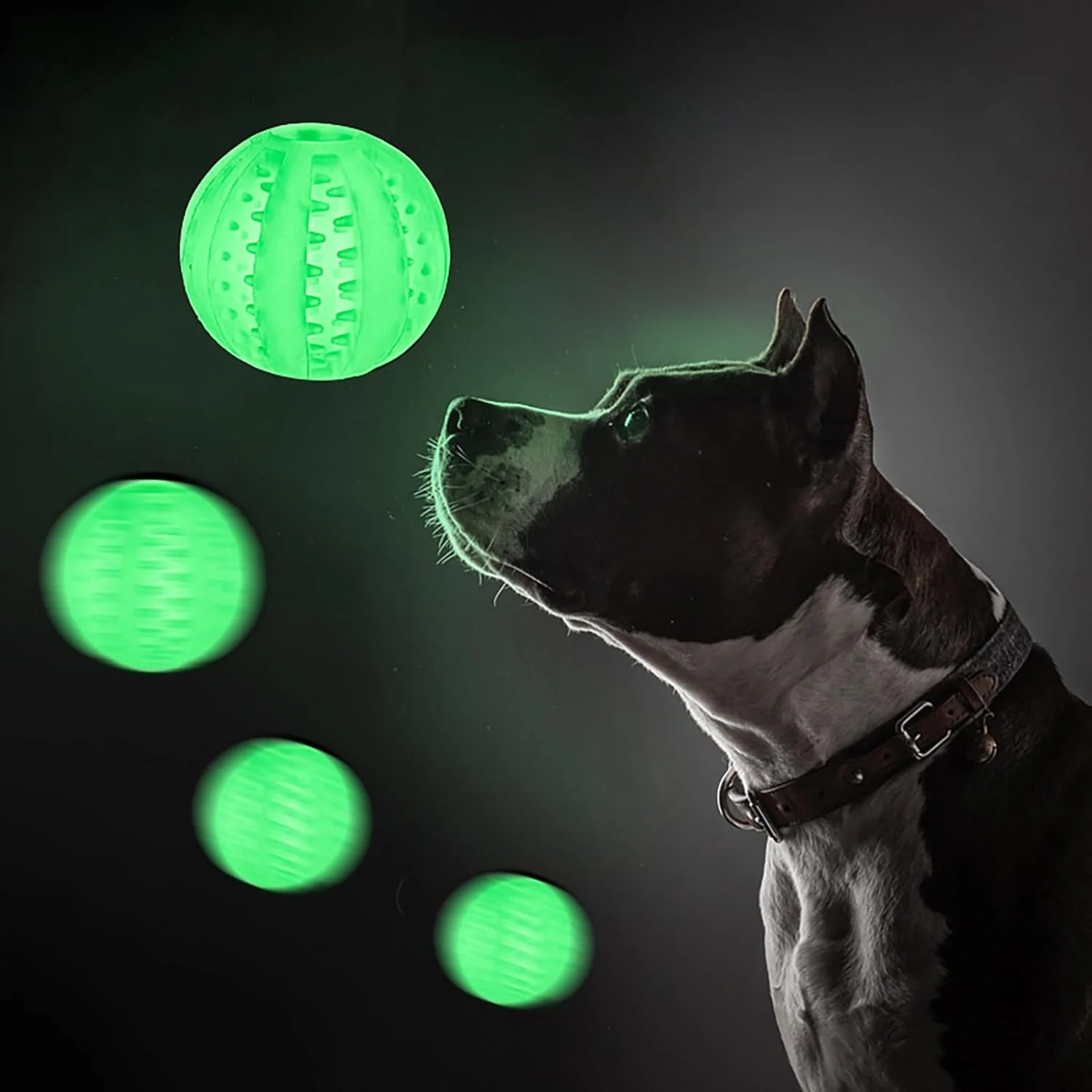 توپ های اسباب بازی برای سگ ها | توپ اسباب بازی سگ تعاملی درخشان در تاریکی - ابزار آموزش جویدن لوازم حیوانات خانگی برای توله سگ های جویدنی تهاجمی سرگرمی خود غنی سازی بازی در فضای باز پیاده روی