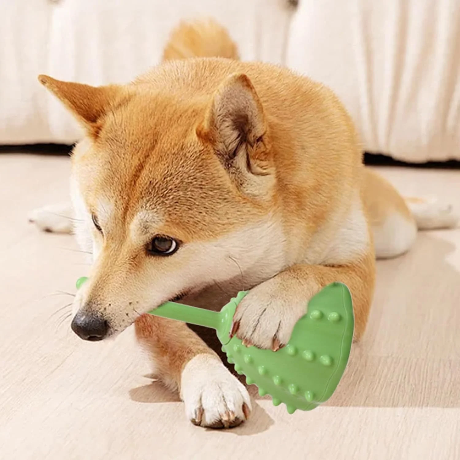 اسباب بازی سگ با قابلیت پخش تشویقی | غذاده آهسته سگ، مسواک مقاوم در برابر گاز گرفتن برای جویدن و تمیز کردن دندان ها، لوازم توله سگ، ترویج تغذیه آهسته، بازی و آموزش