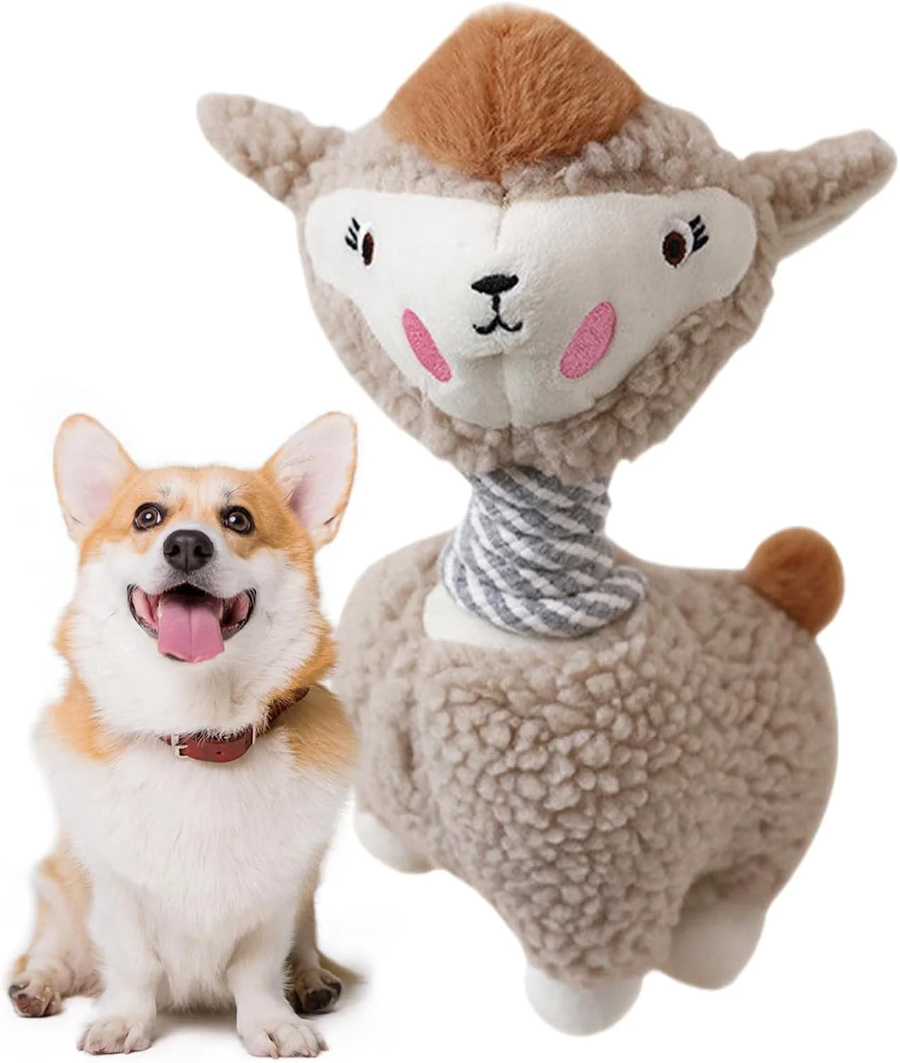 اسباب بازی سگ با صدای جیر جیر، اسباب بازی جویدنی پولیشی آلپاکا | فعالیت های ورزشی برای آموزش، اوقات تنهایی، پارک، حیاط خلوت، کمپینگ در فضای باز