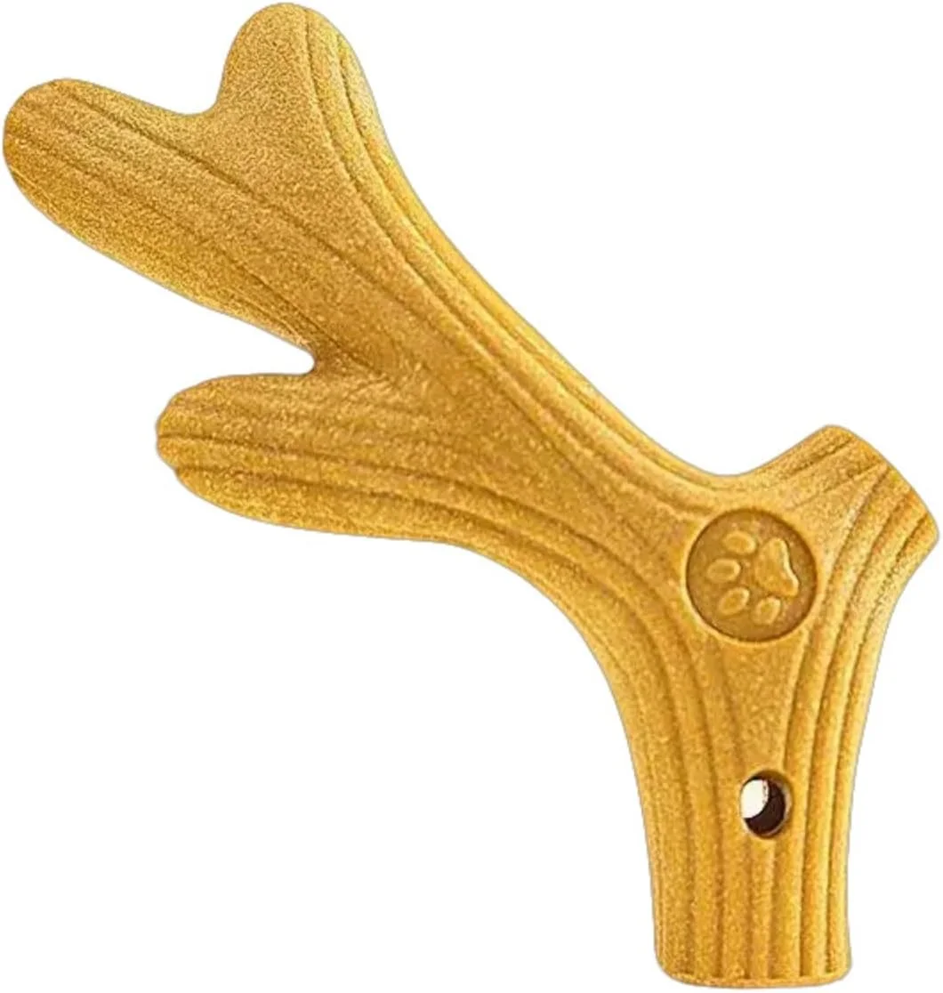 اسباب بازی جویدنی سگ با شکل استخوان/شاخ گوزن واقعی، چوب جویدنی چوب کاج، ایمن و نشکن برای سگ های جویدنی تهاجمی