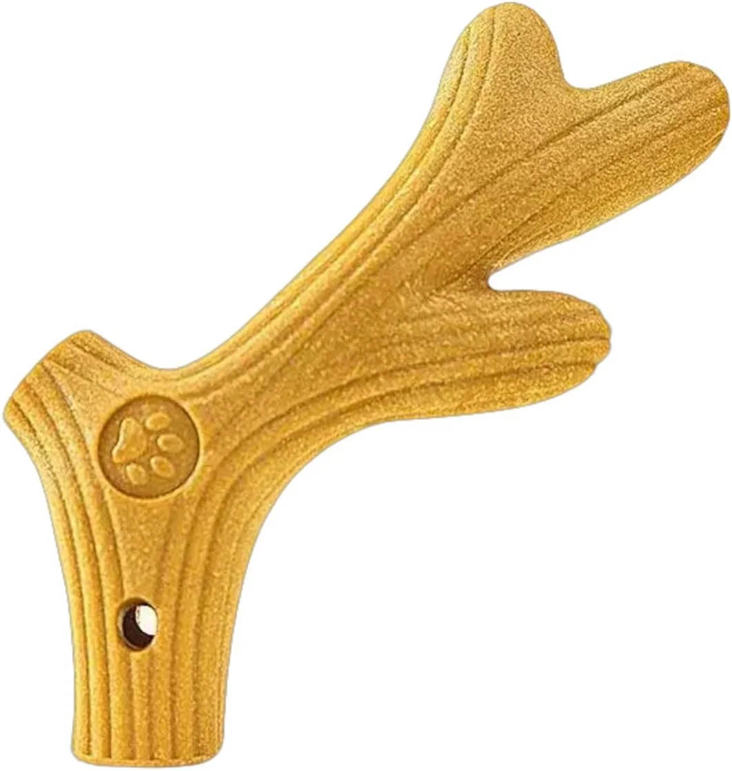 اسباب بازی جویدنی سگ با شکل استخوان/شاخ گوزن واقعی، چوب جویدنی چوب کاج، ایمن و نشکن برای سگ های جویدنی تهاجمی