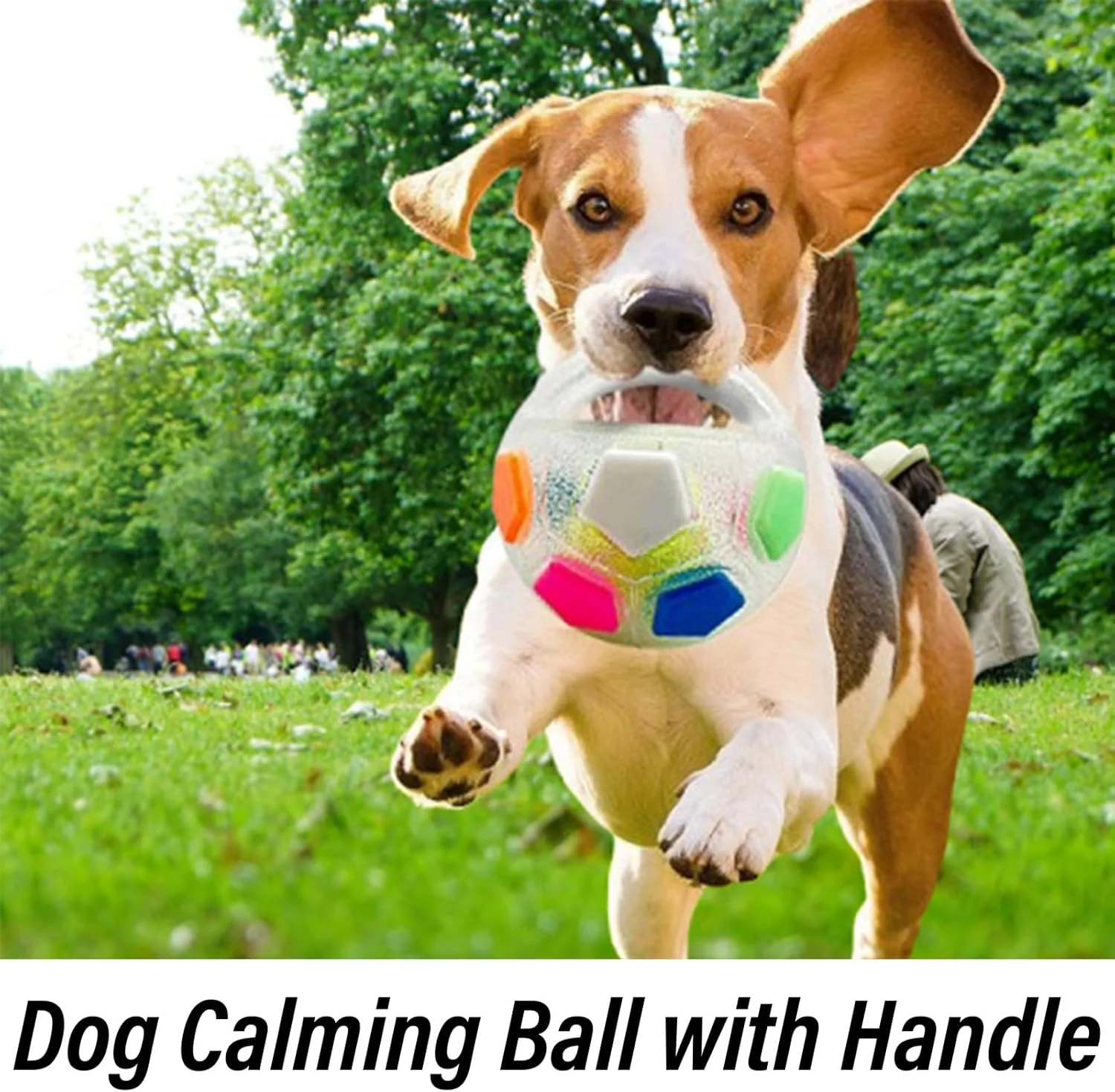 توپ آرامش بخش سگ Mellow Dog با دسته، توپ تعاملی پرتاب و گرفتن به شکل فوتبال برای سگ های خانگی، اسباب بازی لاستیکی سگ برای سگ های کوچک، متوسط و بزرگ، بازی در آب، آموزش و بازی های فضای باز (سفید)