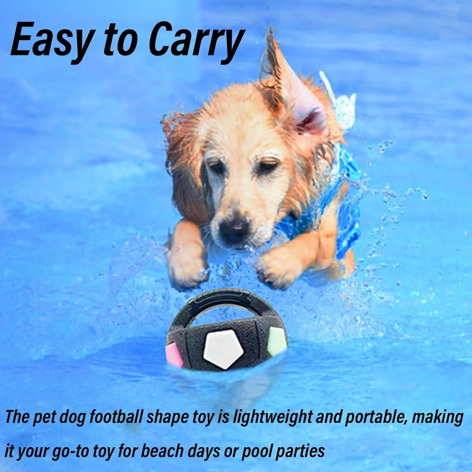 توپ آرامش بخش سگ Mellow Dog با دسته، توپ تعاملی پرتاب و گرفتن به شکل فوتبال برای سگ های خانگی، اسباب بازی لاستیکی سگ برای سگ های کوچک، متوسط و بزرگ، بازی در آب، آموزش و بازی های فضای باز (سفید)