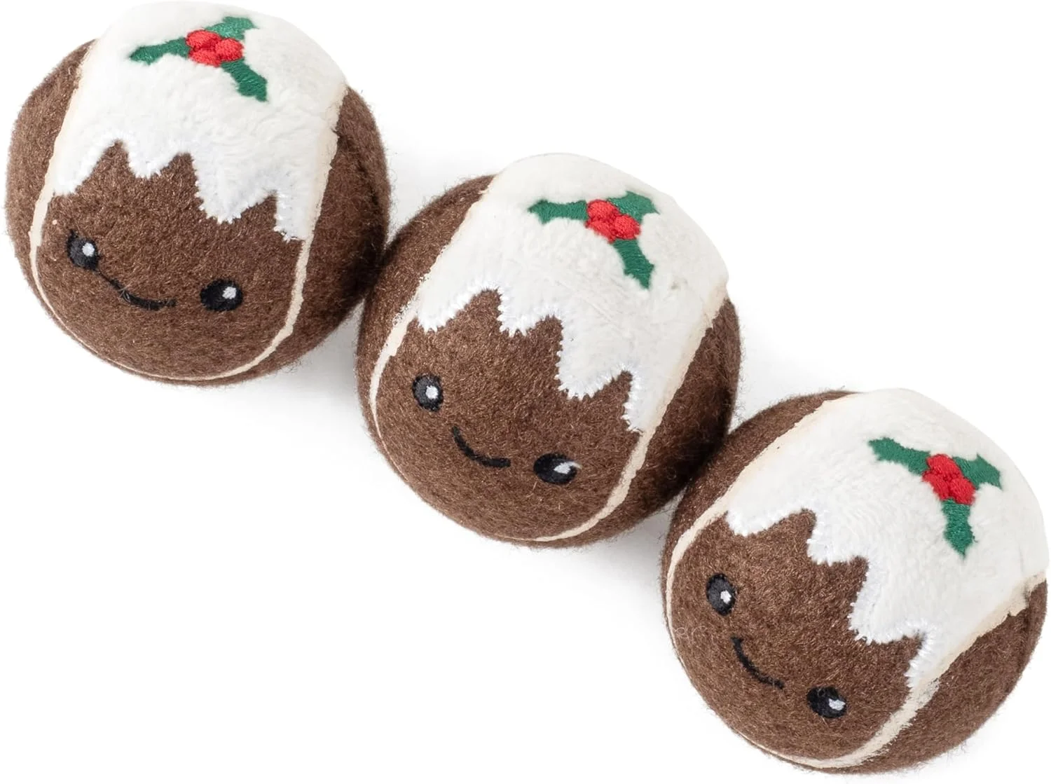 توپ های تنیس طرح پودینگ کریسمس اسمارت گاردن - بسته 3 عددی - توپ های اسباب بازی سگ جشن 6.5 سانتی متری - بادوام، نرم و ایمن برای بازی