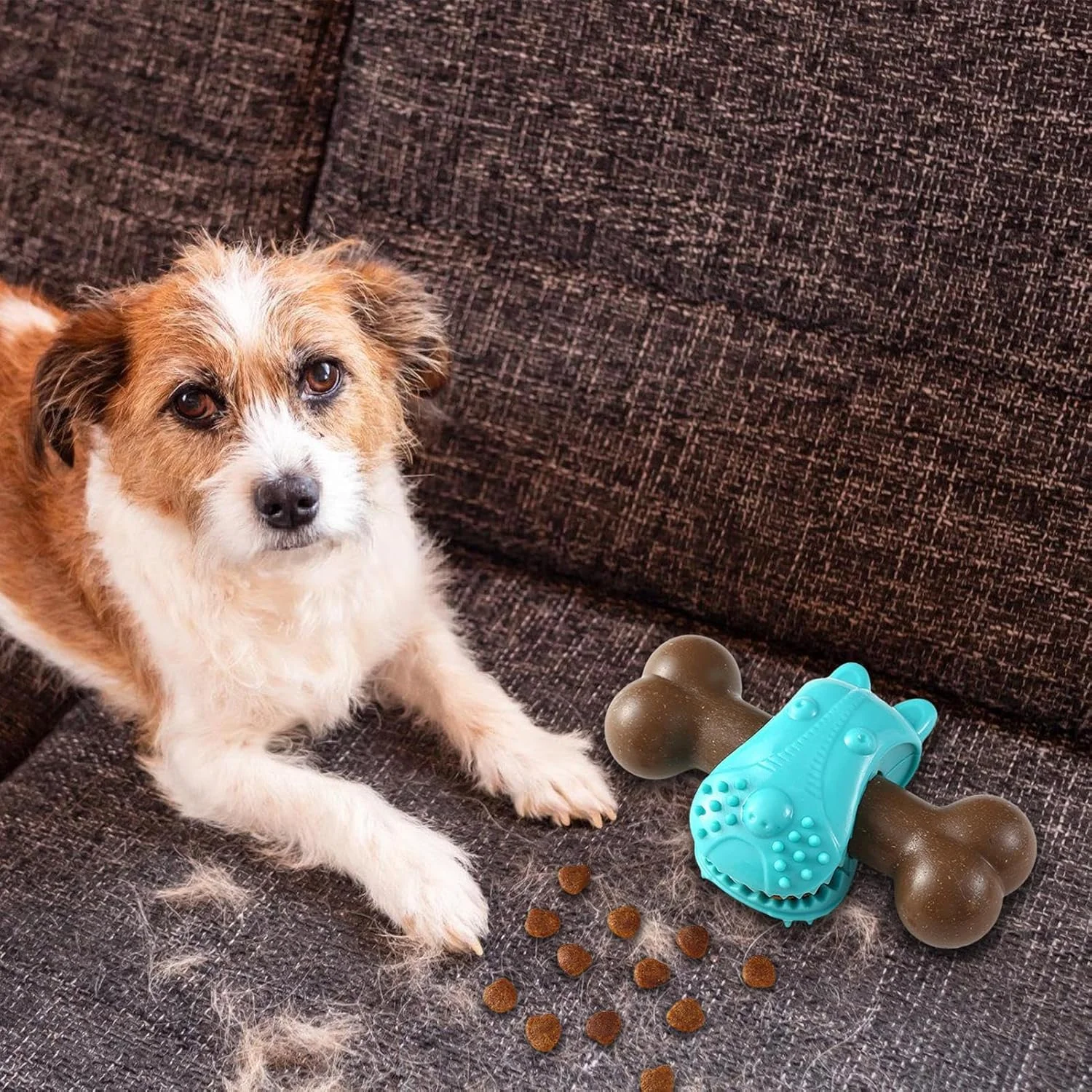 اسباب بازی جویدنی سگ | اسباب بازی دندانی طرح استخوان | اسباب بازی پازلی تغذیه سگ برای جویدن، دندان درآوردن، تحریک ذهنی، رفع بی حوصلگی، بازی سرگرم کننده در داخل و خارج از خانه