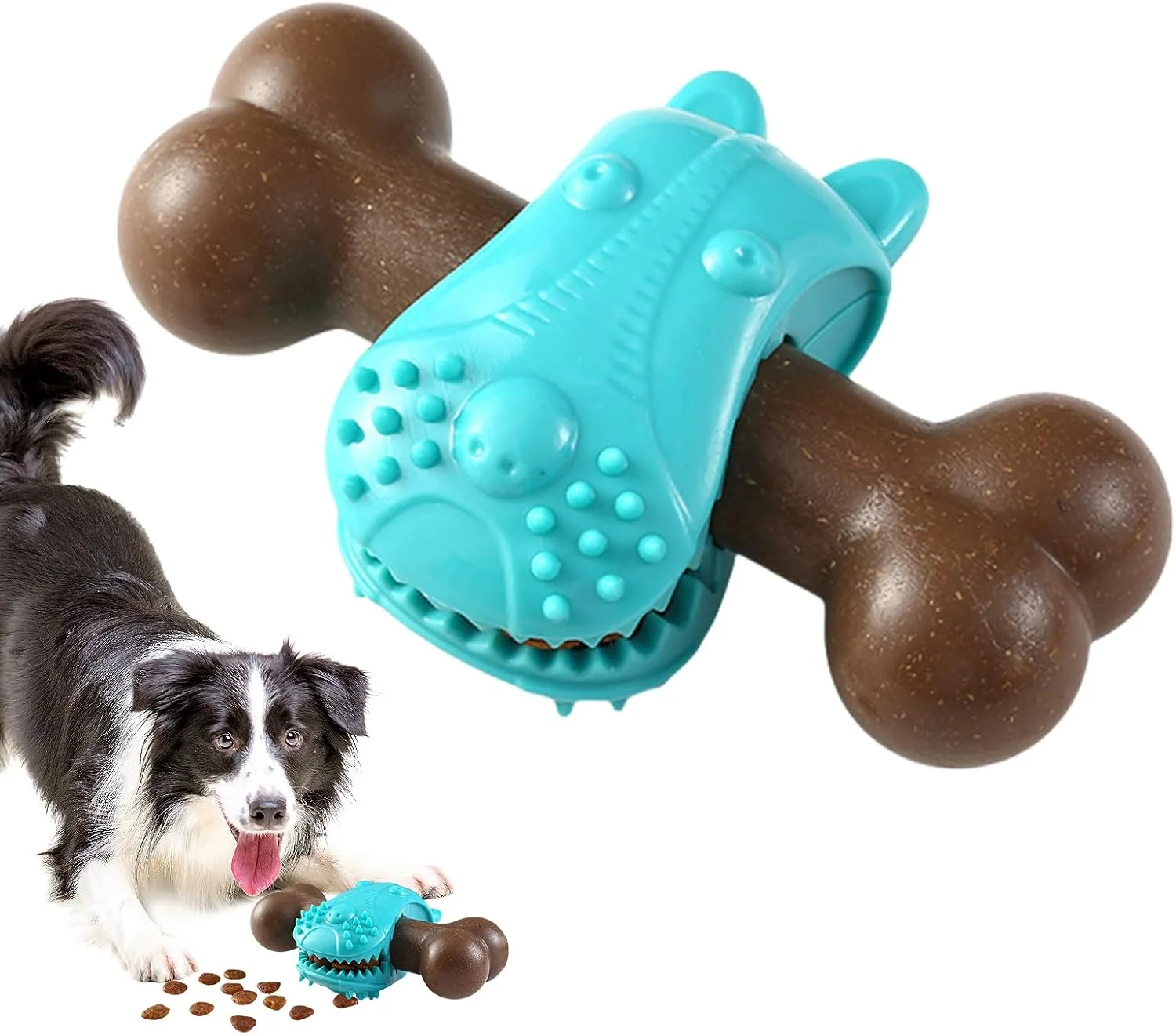 اسباب بازی جویدنی سگ | اسباب بازی جویدنی طرح استخوان، اسباب بازی پازلی تغذیه سگ برای جویدن، دندان درآوردن، تحریک ذهنی، رفع بی حوصلگی، سرگرمی در فضای داخلی و خارجی