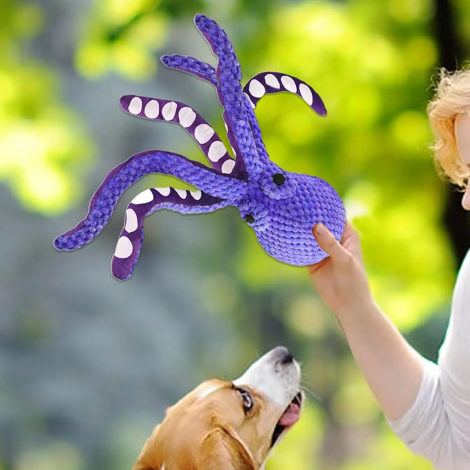 اسباب بازی اختاپوس سگ | اسباب بازی های نرم اختاپوسی سگ - بازی دندانی تعاملی با صدای جیر جیر برای بازی در فضای داخلی، حیاط خلوت، استخر، ساحل و فضای باز