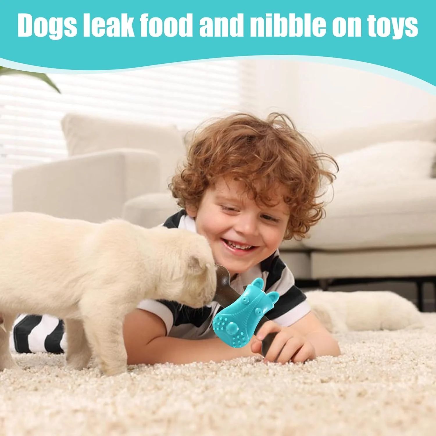 اسباب بازی جویدنی سگ های تهاجمی | استخوان شکل، غذاده آهسته توله سگ، اسباب بازی پازلی محرک برای جویدن، تحریک ذهنی، دندان درآوردن، آموزش تغذیه سگ در فضای باز و داخل خانه