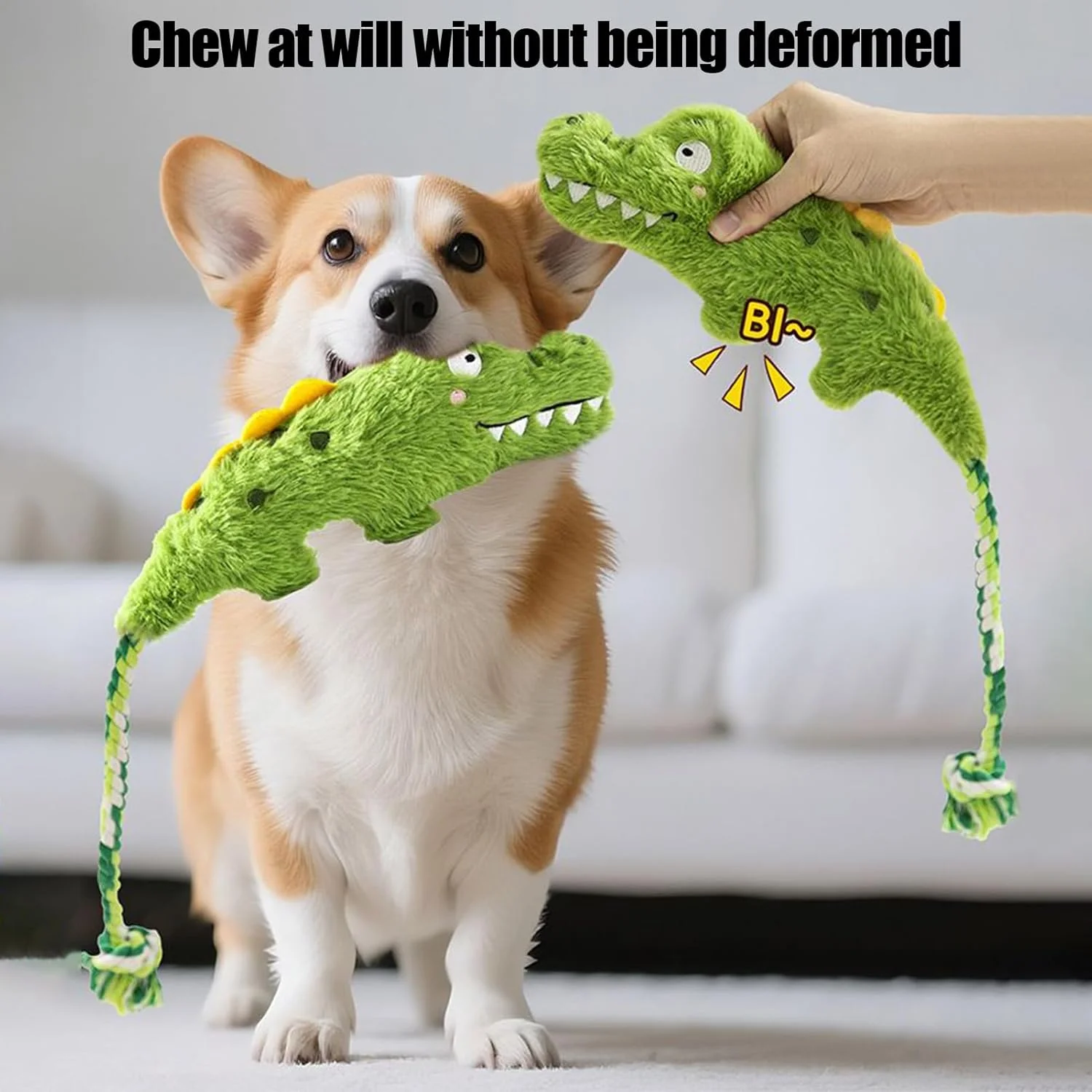 اسباب بازی های پولیشی سگ - اسباب بازی سگ به شکل تمساح، حیوان عروسکی پر شده، جیر جیر کننده، جویدنی های واقعی، نرم برای دندان درآوردن، برای آموزش، بازی در فضای داخلی، فضای باز، خانه و پارک، مناسب حیوانات خانگی