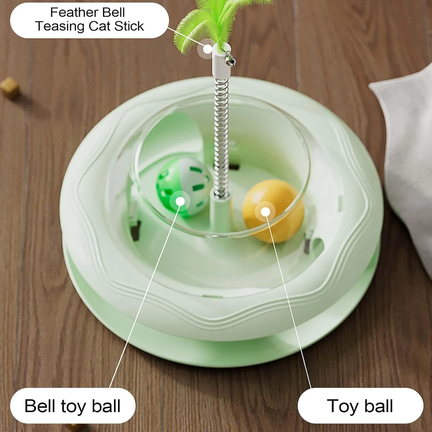 اسباب بازی تشویقی گربه - اسباب بازی های تعاملی گربه با فنر و توپ، پخش کننده غذا، بازی تغذیه ای برای شبیه سازی شکار و ورزش اسباب بازی تشویقی گربه - اسباب بازی های تعاملی گربه با فنر و توپ، پخش کننده غذا، بازی تغذیه ای برای شبیه سازی شکار و ورزش