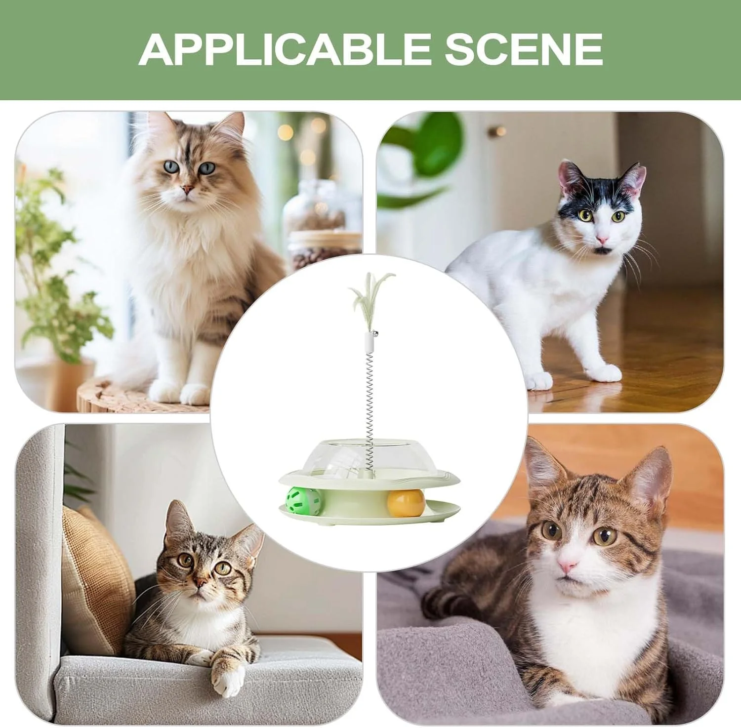 اسباب بازی تشویقی گربه - اسباب بازی های تعاملی گربه با فنر و توپ، پخش کننده غذا، بازی تغذیه ای برای شبیه سازی شکار و ورزش اسباب بازی تشویقی گربه - اسباب بازی های تعاملی گربه با فنر و توپ، پخش کننده غذا، بازی تغذیه ای برای شبیه سازی شکار و ورزش