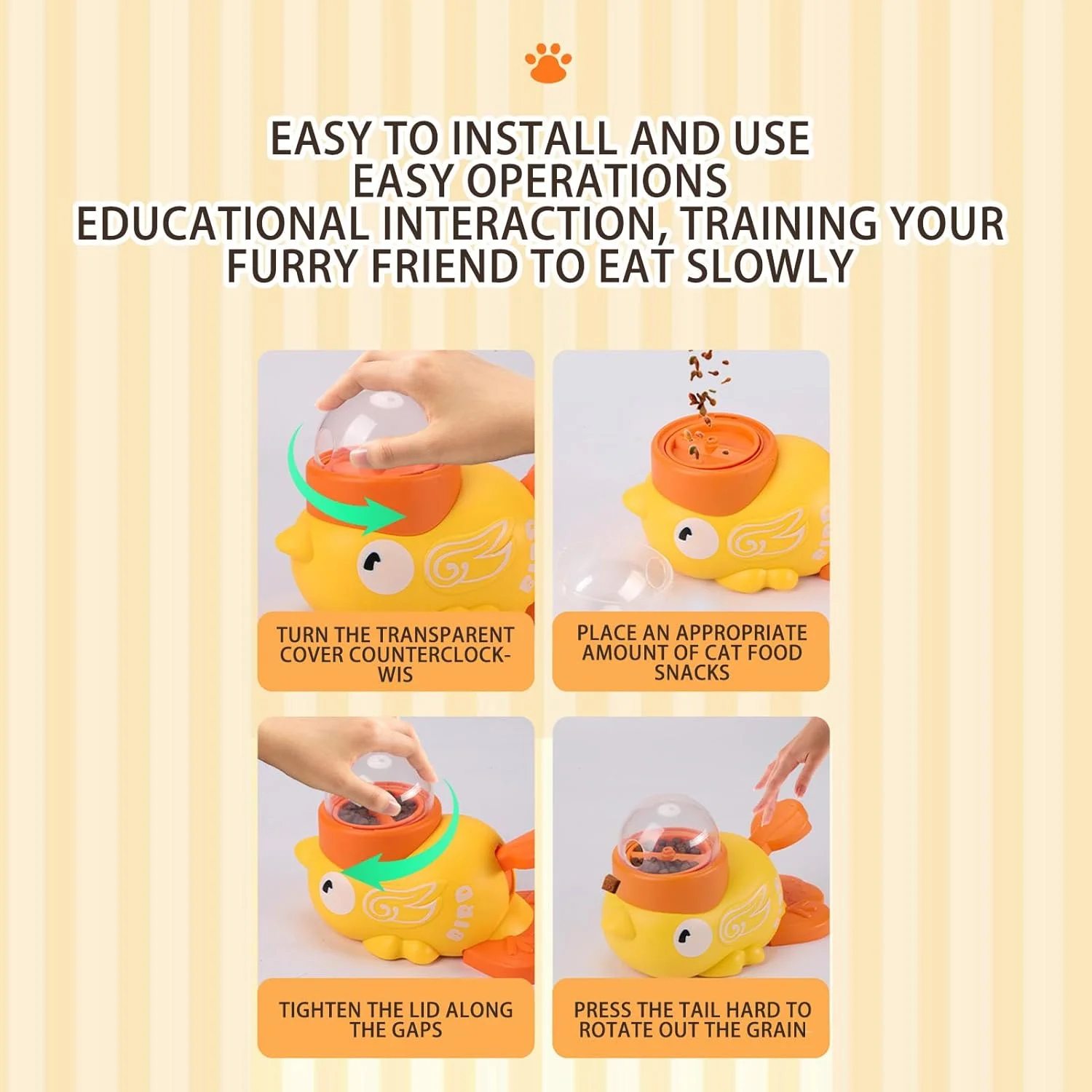 اسباب بازی پازلی برای سگ ها، طراحی اردک، محرک ذهنی - اسباب بازی پخش کننده تشویقی محرک ذهنی برای رفع بی حوصلگی سگ و گربه در فضای داخلی، بازی تعاملی در فضای باز