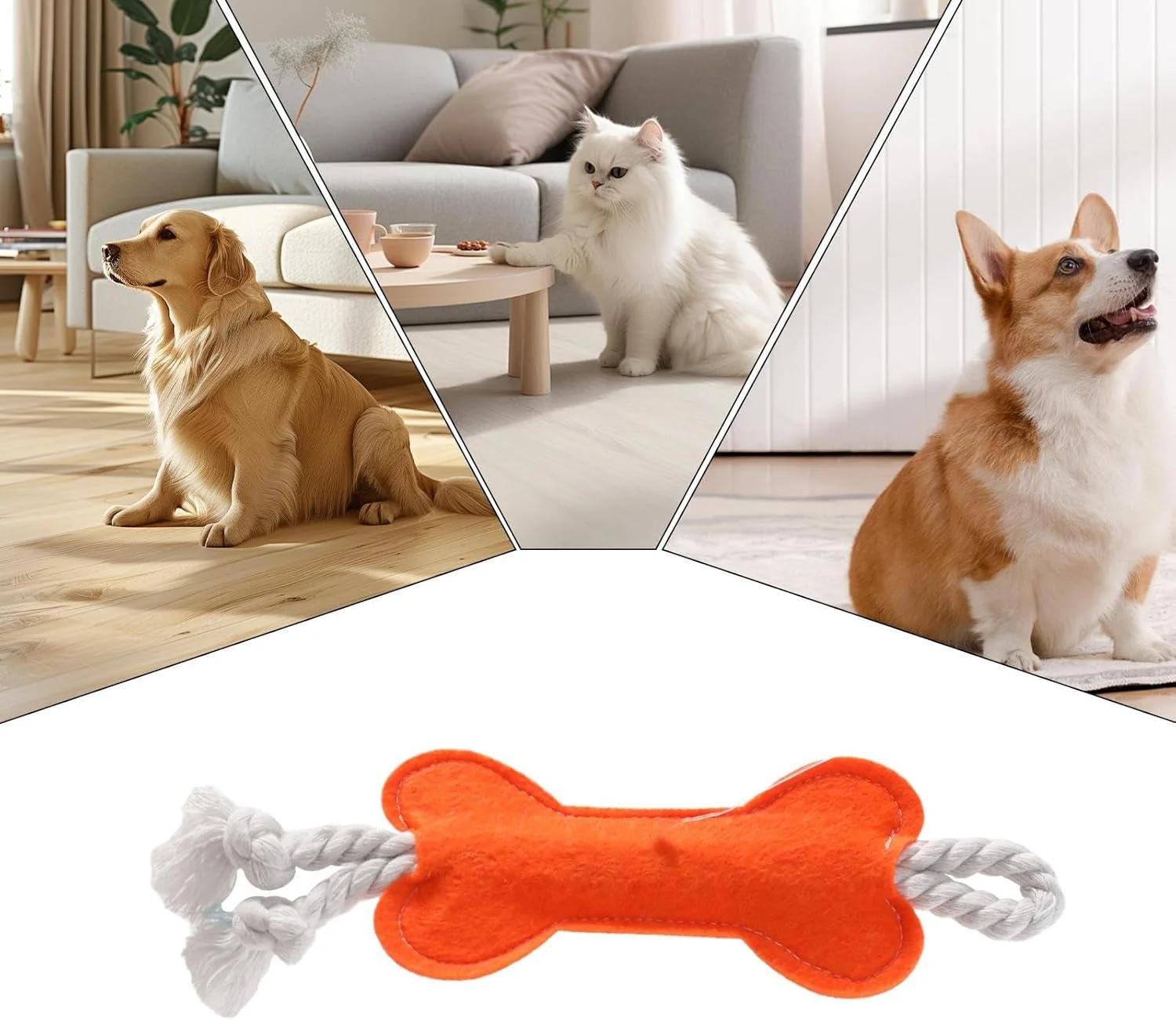 طناب جویدنی سگ، اسباب بازی گاز گرفتن توله سگ به شکل استخوان، طناب پنبه ای کششی دندان درآوردن تعاملی سگ برای جویدن تهاجمی نژادهای توله سگ کوچک بزرگ متوسط در فضای داخلی و خارجی طناب جویدنی سگ، اسباب بازی گاز گرفتن توله سگ به شکل استخوان، طناب پنبه ای کششی دندان درآوردن تعاملی سگ برای جویدن تهاجمی نژادهای توله سگ کوچک بزرگ متوسط در فضای داخلی و خارجی