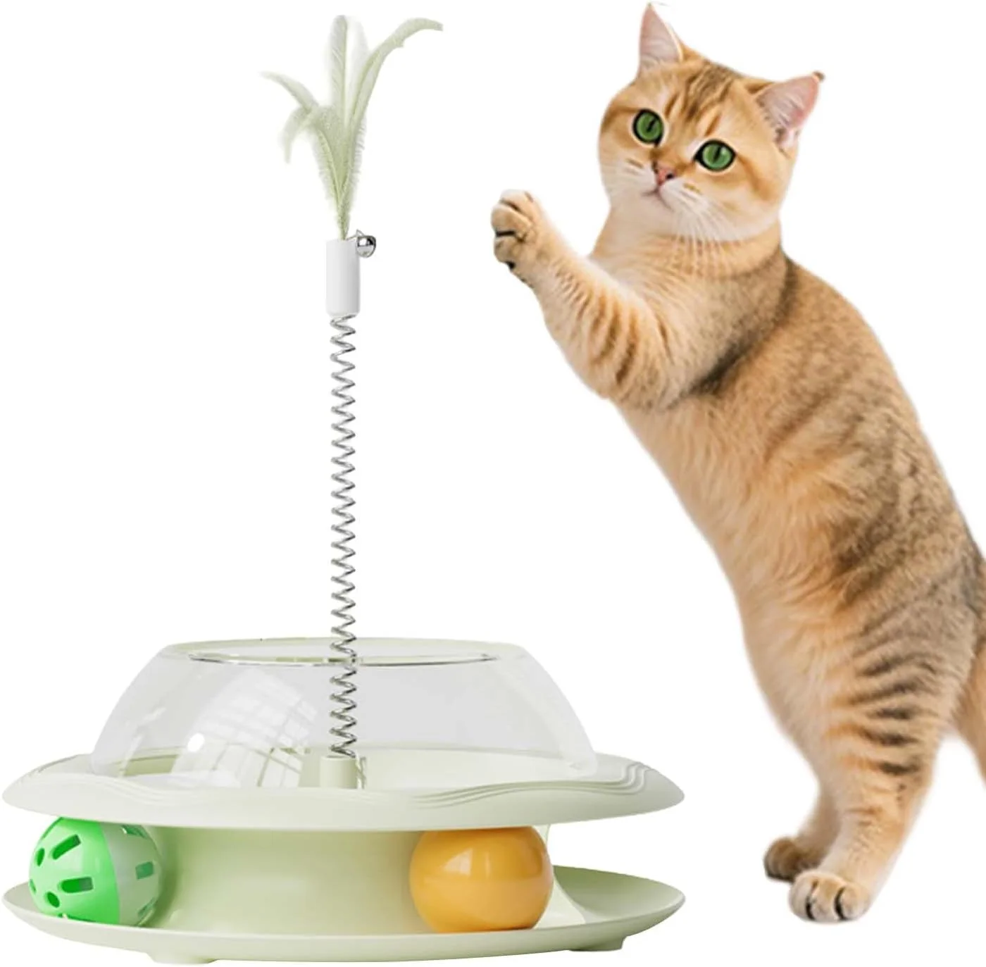 اسباب بازی تعاملی تشویقی گربه | اسباب بازی غذای گربه با فنر و توپ، پخش کننده غذا، بازی تغذیه ای برای شبیه سازی تمرین شکار اسباب بازی تعاملی تشویقی گربه | اسباب بازی غذای گربه با فنر و توپ، پخش کننده غذا، بازی تغذیه ای برای شبیه سازی تمرین شکار