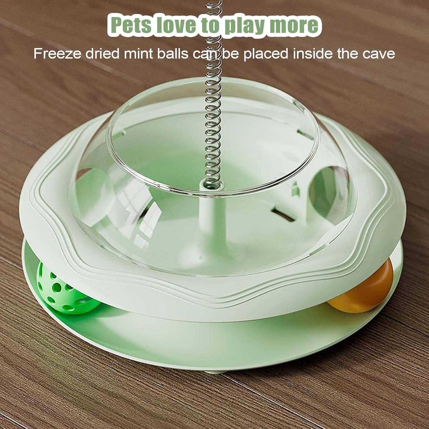 اسباب بازی تعاملی تشویقی گربه | اسباب بازی غذای گربه با فنر و توپ، پخش کننده غذا، بازی تغذیه ای برای شبیه سازی تمرین شکار