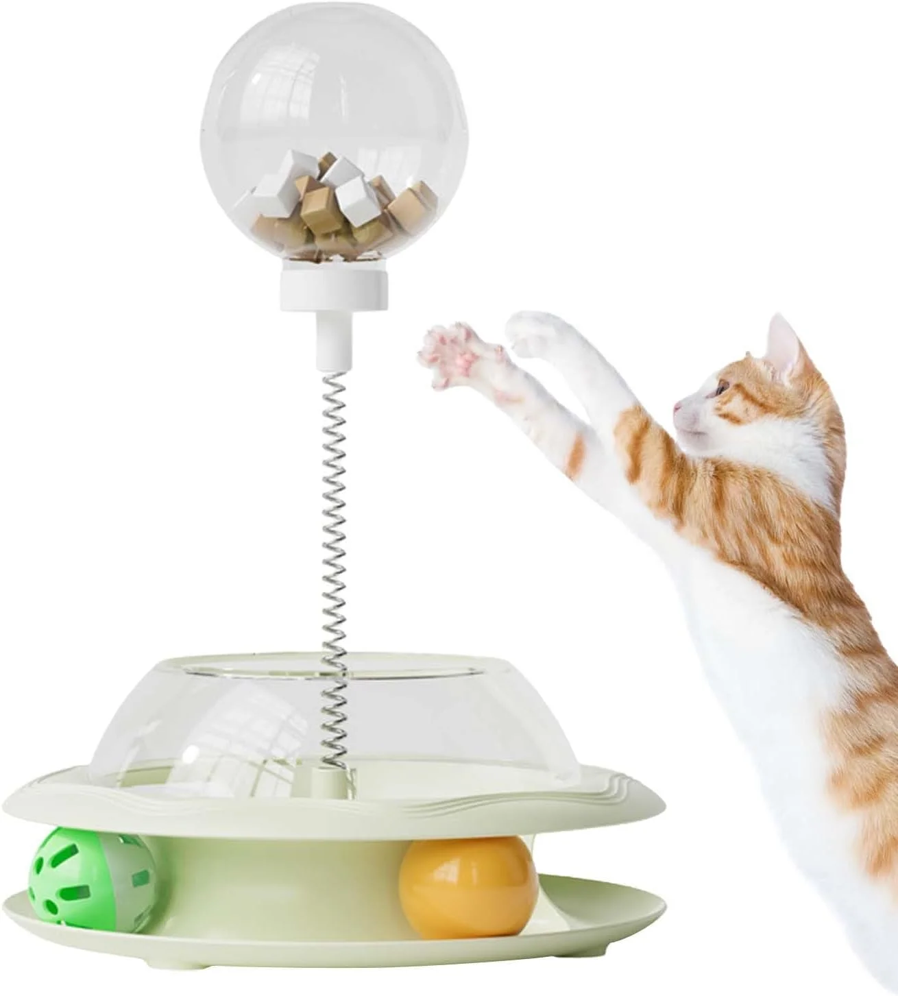 اسباب بازی تشویقی گربه - اسباب بازی تعاملی گربه با فنر و توپ | پخش کننده سرگرم کننده غذا برای تمرین و بازی در فضای داخلی اسباب بازی تشویقی گربه - اسباب بازی تعاملی گربه با فنر و توپ | پخش کننده سرگرم کننده غذا برای تمرین و بازی در فضای داخلی