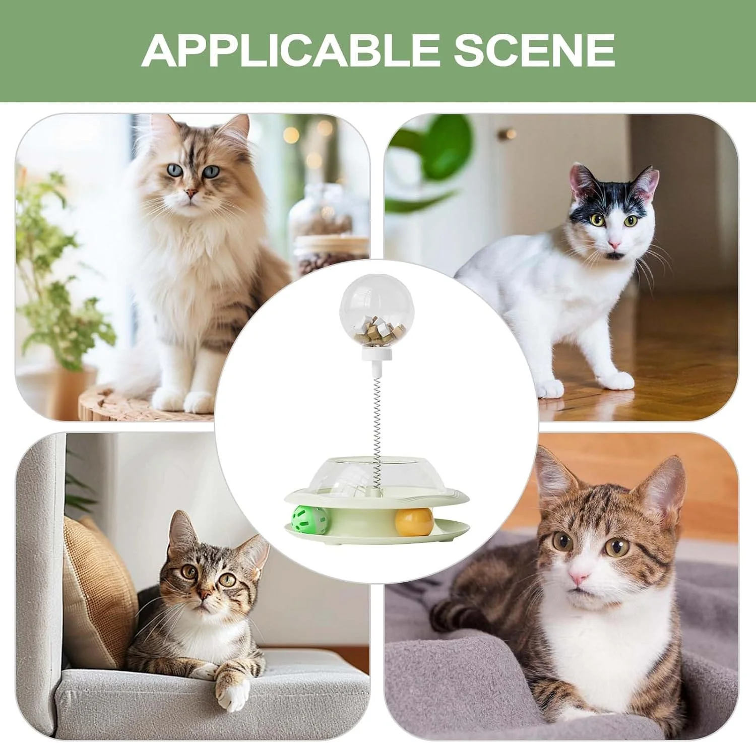 اسباب بازی تشویقی گربه - اسباب بازی تعاملی گربه با فنر و توپ | پخش کننده سرگرم کننده غذا برای تمرین و بازی در فضای داخلی اسباب بازی تشویقی گربه - اسباب بازی تعاملی گربه با فنر و توپ | پخش کننده سرگرم کننده غذا برای تمرین و بازی در فضای داخلی