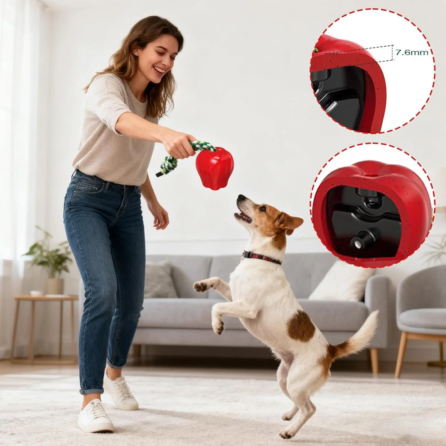 اسباب بازی های صدادار برای سگ ها | میوه صدادار برای جویدن - اسباب بازی تعاملی سگ های پرخاشگر برای تعقیب، آموزش شکار، تحریک و رفع بی حوصلگی در فضای باز، خانه، ساحل، استخر و داخل خانه