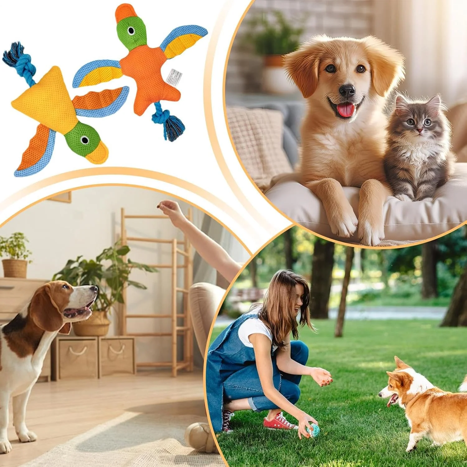 اسباب بازی سگ جیرجیر کننده، اسباب بازی جویدنی پرنده برای توله سگ های تهاجمی | وسایل تعاملی غیر قابل تخریب برای دندان درآوردن و رفع بی حوصلگی با پنبه پر شده و گره طناب برای سگ های نژاد کوچک و متوسط و جویدن تهاجمی حیوانات خانگی اسباب بازی سگ جیرجیر کننده، اسباب بازی جویدنی پرنده برای توله سگ های تهاجمی | وسایل تعاملی غیر قابل تخریب برای دندان درآوردن و رفع بی حوصلگی با پنبه پر شده و گره طناب برای سگ های نژاد کوچک و متوسط و جویدن تهاجمی حیوانات خانگی