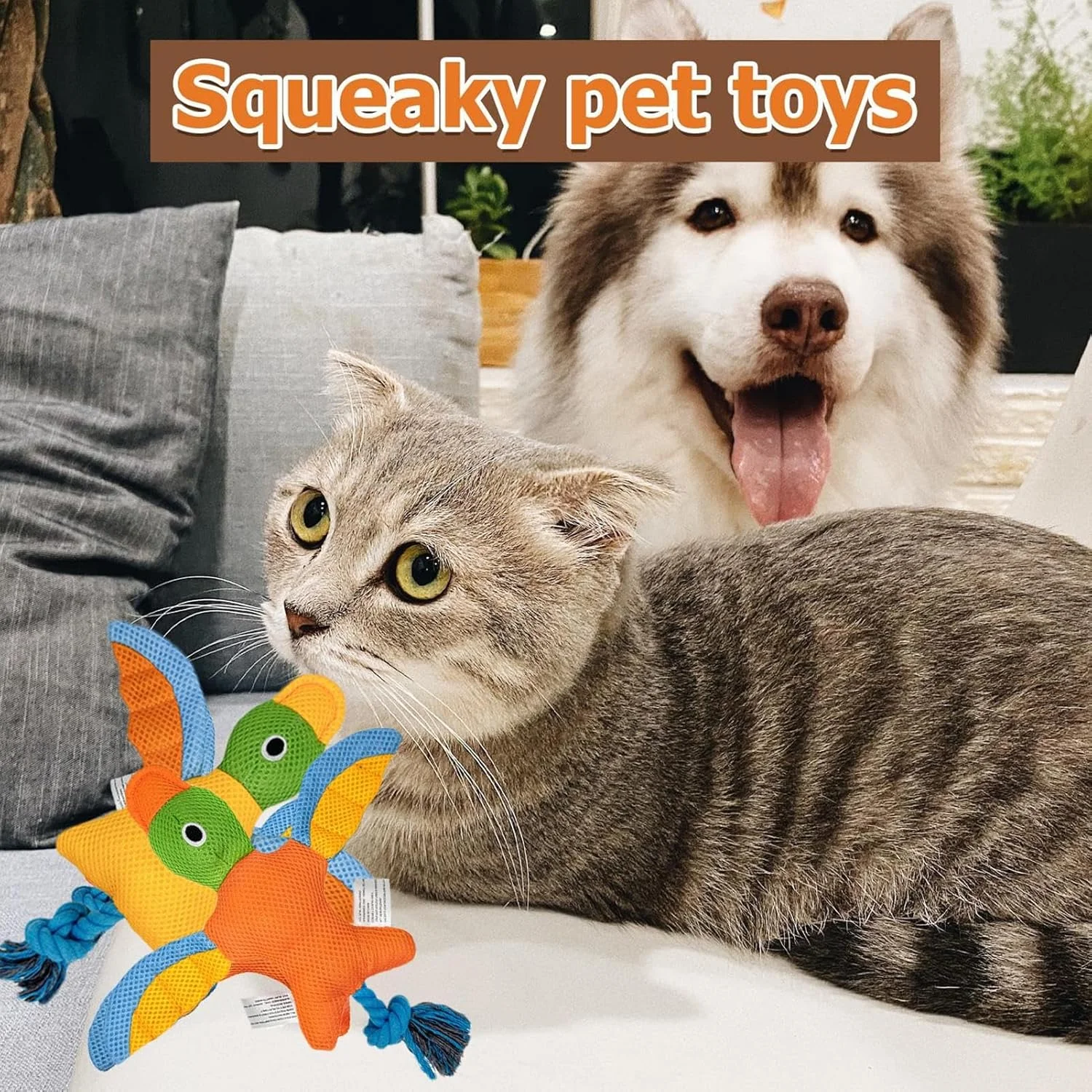 اسباب بازی های جیر جیر کننده برای سگ ها، اسباب بازی های جویدنی تعاملی پرنده، لوازم دندان درآوردن تعاملی و مقاوم با پنبه پر شده و گره طناب برای حیوانات خانگی جویدنی تهاجمی توله سگ های کوچک متوسط بزرگ اسباب بازی های جیر جیر کننده برای سگ ها، اسباب بازی های جویدنی تعاملی پرنده، لوازم دندان درآوردن تعاملی و مقاوم با پنبه پر شده و گره طناب برای حیوانات خانگی جویدنی تهاجمی توله سگ های کوچک متوسط بزرگ