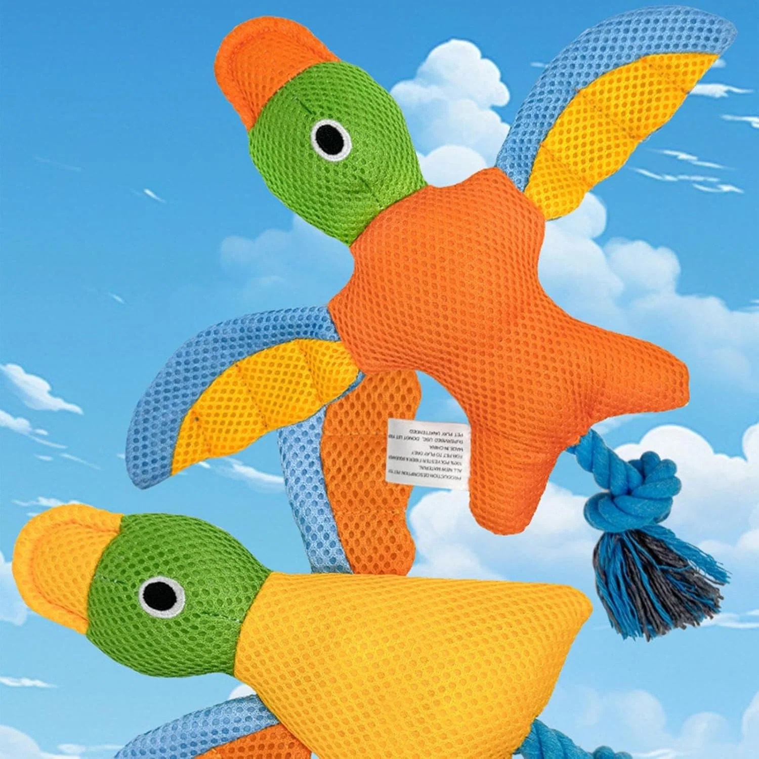 اسباب بازی های صدادار برای سگ های کوچک، اسباب بازی های جویدنی تعاملی پرنده - لوازم دندان درآوردن تعاملی غیر قابل تخریب با پنبه پر شده و گره طناب برای رفع بی حوصلگی سگ های کوچک و بزرگ و توله سگ های تهاجمی