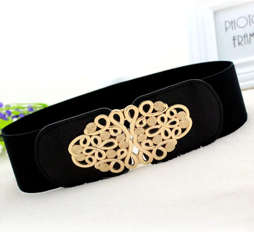 کمربند کمربند کمر کشی قابل تنظیم شیک و جدید Shining Diva Fashion برای زنان و دختران (مشکی) (14818wb)، سایز آزاد، فلزی، بدون سنگ قیمتی کمربند کمربند کمر کشی قابل تنظیم شیک و جدید Shining Diva Fashion برای زنان و دختران (مشکی) (14818wb)، سایز آزاد، فلزی، بدون سنگ قیمتی