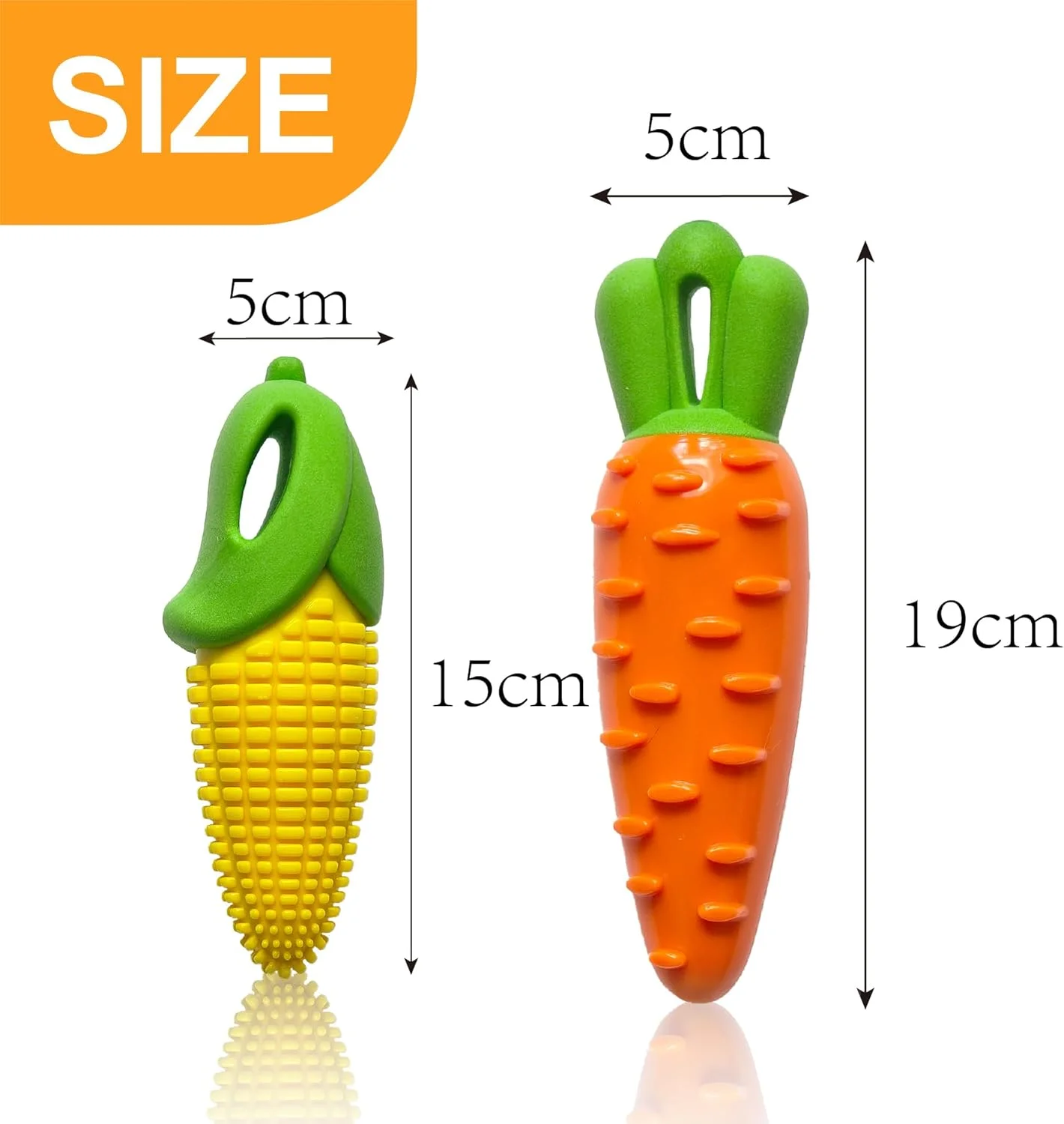 اسباب بازی سگ غیر سمی PetLike، اسباب بازی های جویدنی سگ لاستیکی TRP بادوام برای توله سگ ها و سگ های متوسط (هویج نارنجی + ذرت زرد) اسباب بازی سگ غیر سمی PetLike، اسباب بازی های جویدنی سگ لاستیکی TRP بادوام برای توله سگ ها و سگ های متوسط (هویج نارنجی + ذرت زرد)