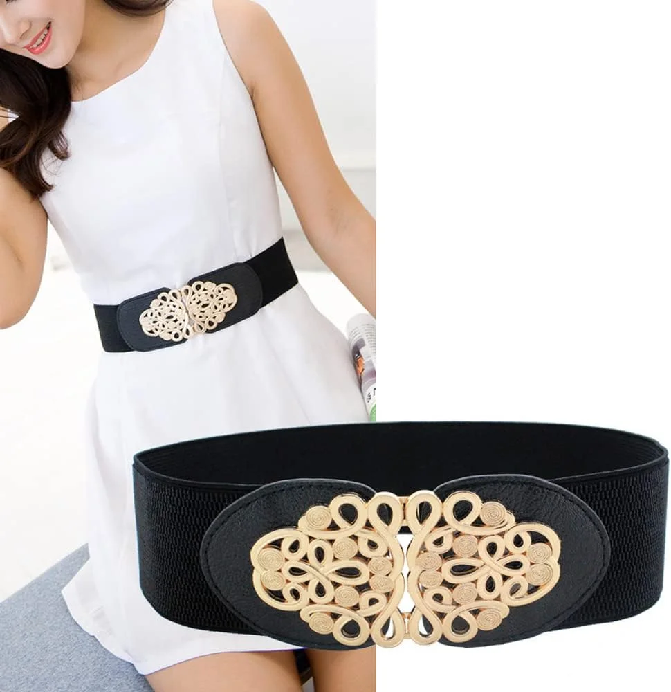 کمربند کمربند کمر کشی قابل تنظیم شیک و جدید Shining Diva Fashion برای زنان و دختران (مشکی) (14818wb)، سایز آزاد، فلزی، بدون سنگ قیمتی کمربند کمربند کمر کشی قابل تنظیم شیک و جدید Shining Diva Fashion برای زنان و دختران (مشکی) (14818wb)، سایز آزاد، فلزی، بدون سنگ قیمتی