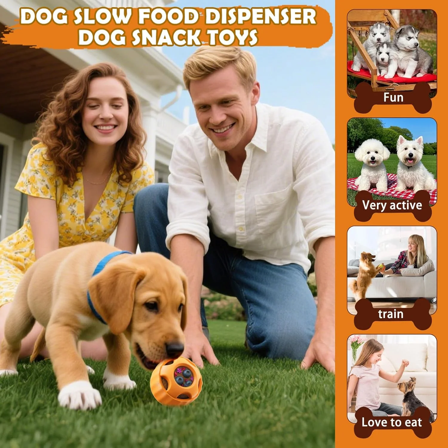 اسباب بازی تشویقی سگ - توپ پخش کننده تشویقی اسباب بازی های غنی سازی سگ - ظرف غذای آهسته خور برای جویدن تهاجمی، دندان درآوردن، تحریک ورزش، سرگرمی و رفع بی حوصلگی