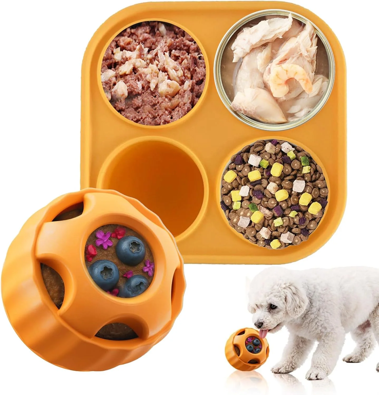 اسباب بازی پخش کننده تشویقی سگ، اسباب بازی های تعاملی سگ توپ پازلی پخش کننده تشویقی - ظرف غذای توپ جویدنی برای توله سگ های بزرگ و متوسط، جویدن تهاجمی، تحریک دندان درآوردن، آموزش اسباب بازی پخش کننده تشویقی سگ، اسباب بازی های تعاملی سگ توپ پازلی پخش کننده تشویقی - ظرف غذای توپ جویدنی برای توله سگ های بزرگ و متوسط، جویدن تهاجمی، تحریک دندان درآوردن، آموزش