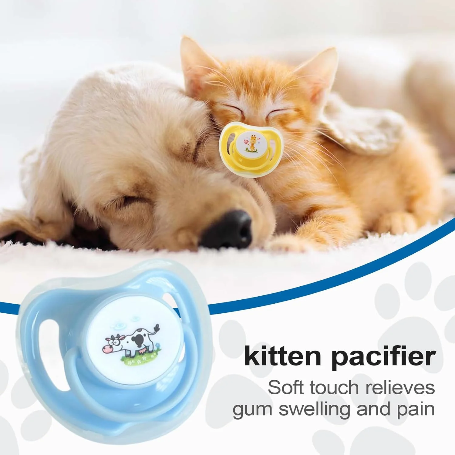 پستانک گربه برای بچه گربه ها | اسباب بازی های دندانی بچه گربه - لوازم جویدنی حیوانات خانگی سیلیکونی با طرح زیبا به همراه درپوش گرد و غبار برای تمرین دندان درآوردن و آرامش