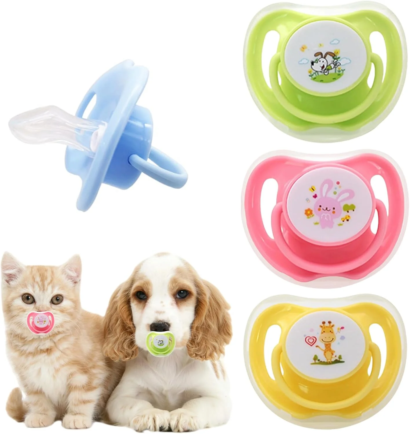 پستانک بچه گربه، تسکین دهنده مکیدن بچه گربه | لوازم جویدنی حیوانات خانگی سیلیکونی با طرح زیبا و دارای درپوش گرد و غبار برای آرامش و تمرین دندان درآوردن