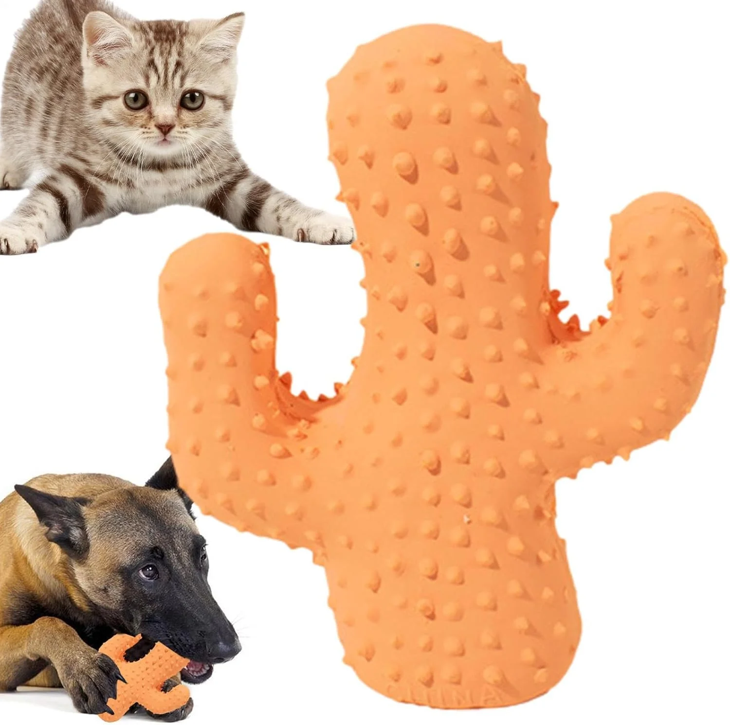 اسباب بازی جویدنی توله سگ برای دندان درآوردن، اسباب بازی سوت دار سگ طرح کاکتوس، اسباب بازی جویدنی تعاملی حیوانات خانگی برای نژادهای کوچک، متوسط و بزرگ، تمیز کننده دندان