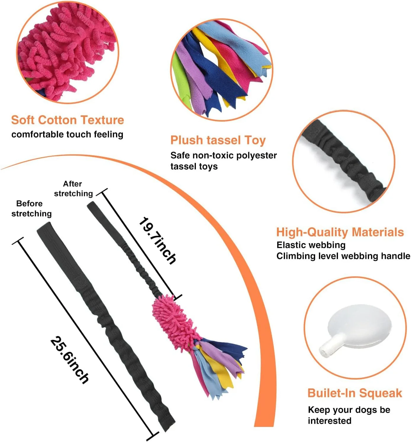 اسباب بازی کششی سگ، اسباب بازی طناب سگ با صدای جیر جیر قوی، طناب آموزشی بازی تعاملی، اسباب بازی های جنگی برای توله سگ، سگ های کوچک، متوسط و بزرگ، دست ساز