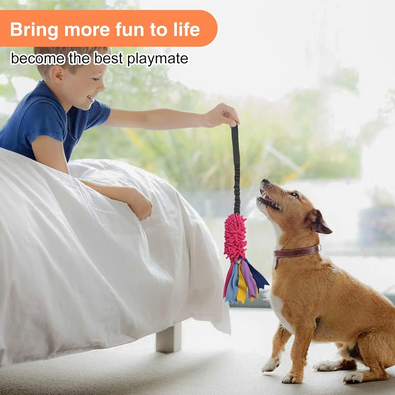 اسباب بازی کششی سگ، اسباب بازی طناب سگ با صدای جیر جیر قوی، طناب آموزشی بازی تعاملی، اسباب بازی های جنگی برای توله سگ، سگ های کوچک، متوسط و بزرگ، دست ساز
