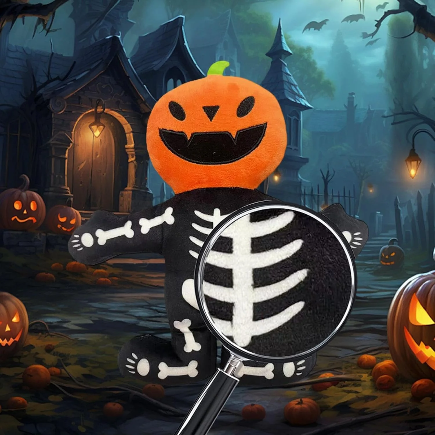 اسباب بازی سگ جیرجیر کننده - اسباب بازی های جویدنی اسکلت کدو تنبل برای سگ ها، سرگرم نگه داشتن حیوانات خانگی، پولیش خنده دار تعاملی برای جویدن دندان درآوردن آموزش توله سگ مسافرت در فضای باز و سرپوشیده هالووین