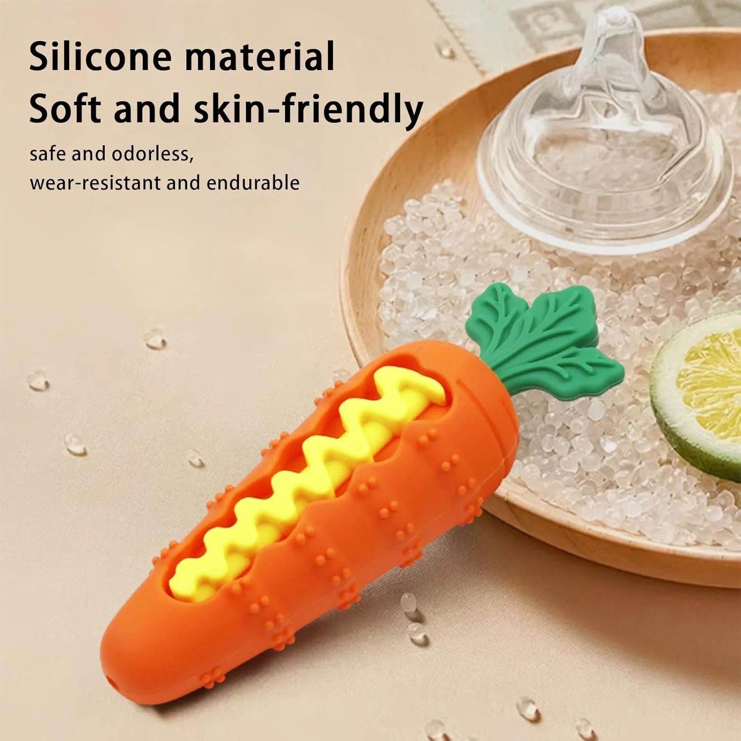 اسباب بازی جویدنی سگ - اسباب بازی های تعاملی سیلیکونی جیرجیر کننده پخش کننده تشویقی توله سگ - طراحی هویجی شکل، دندان گیر تغذیه آهسته توله سگ، لوازم حیوانات خانگی برای سگ های کوچک و متوسط