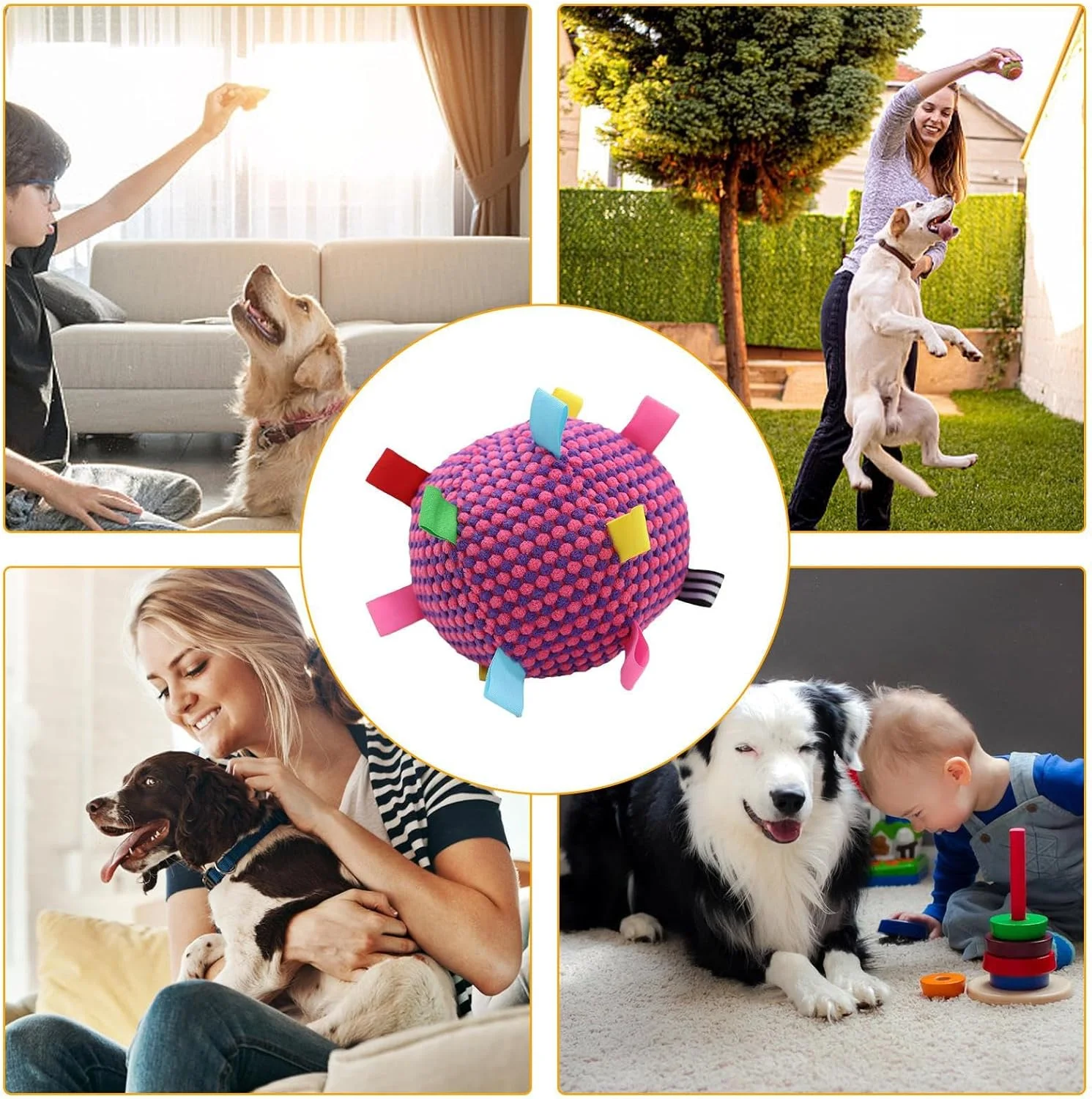توپ سگ | توپ بازی تعاملی سگ - بازی نرم و صدادار لوازم حیوانات خانگی برای آموزش جویدن در فضای باز و داخل خانه توله سگ و گربه توپ سگ | توپ بازی تعاملی سگ - بازی نرم و صدادار لوازم حیوانات خانگی برای آموزش جویدن در فضای باز و داخل خانه توله سگ و گربه