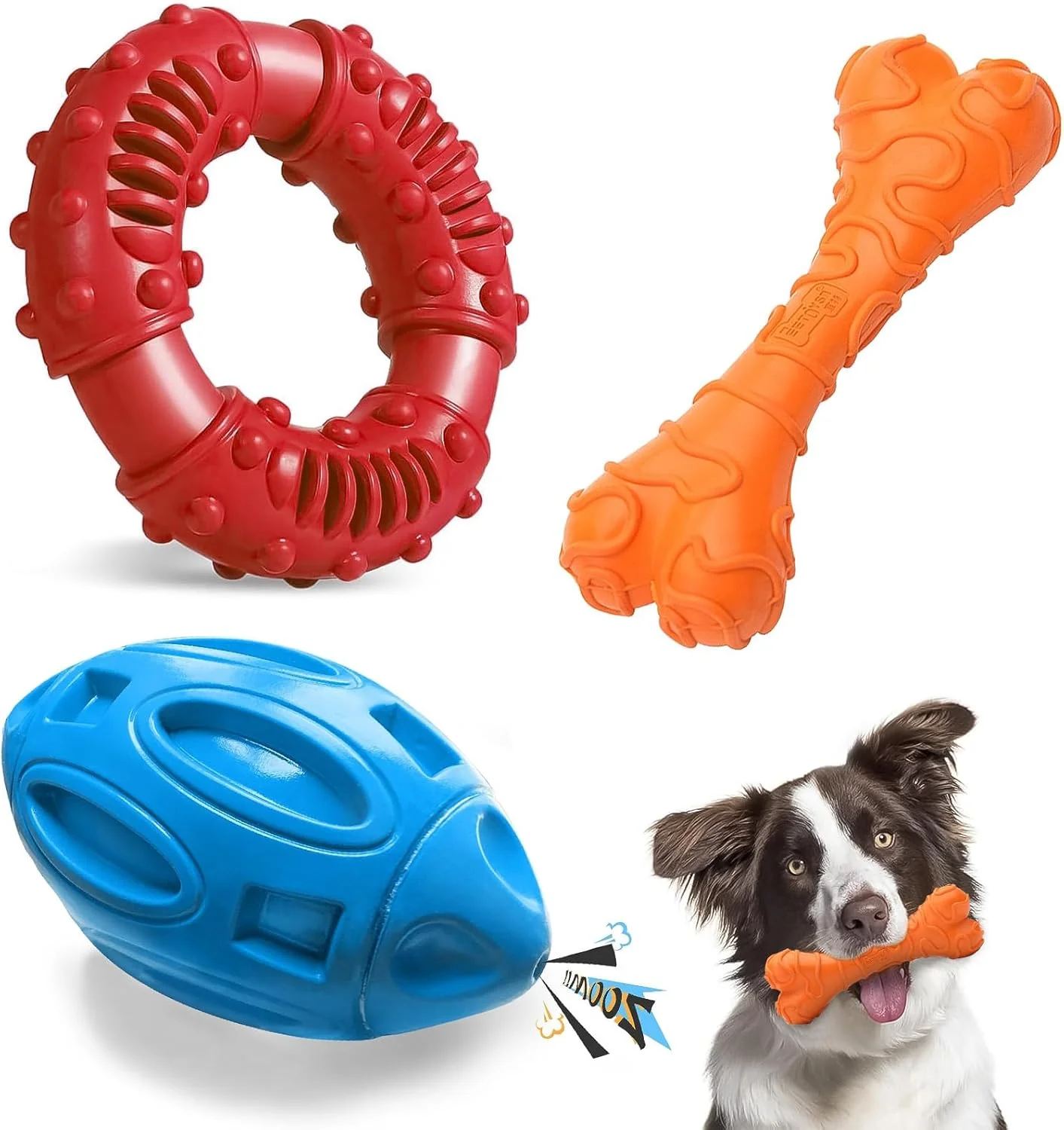 اسباب بازی جویدنی سگ DIMUT، اسباب بازی های قوی سگ، تمیز کردن دندان و ماساژ لثه چند منظوره، اسباب بازی های مقاوم با لاستیک طبیعی برای سگ های بزرگ و متوسط - اسباب بازی های دندانی سگ، اسباب بازی های صدادار برای سگ ها