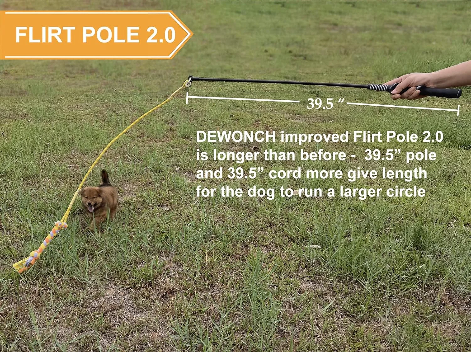 اسباب بازی میله بازی سگ Dewonch مناسب آموزش و ورزش، چوب محرک بادوام با طناب پشمی برای سگ های متوسط و بزرگ برای آوردن، تعقیب، کشیدن و طناب کشی