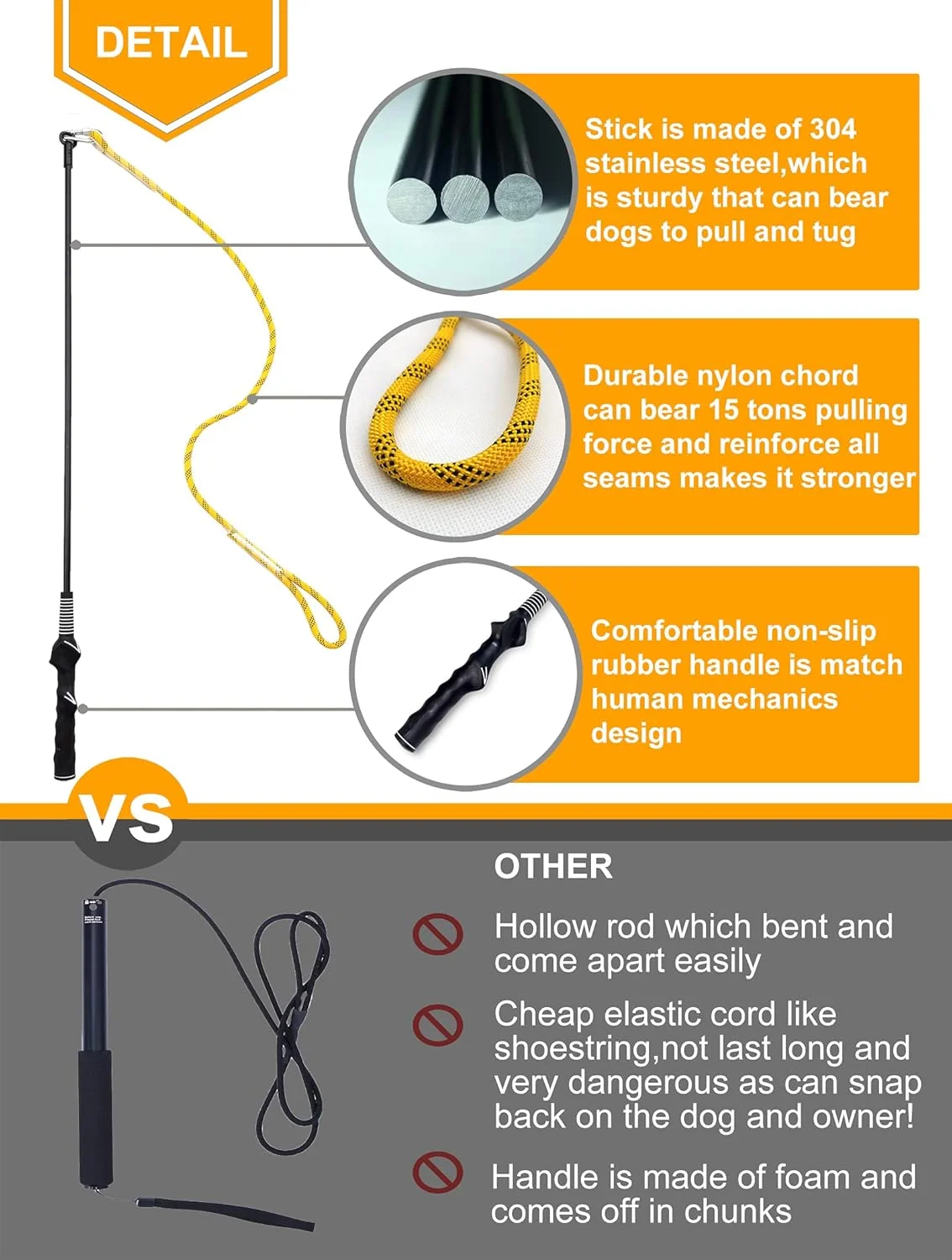 اسباب بازی میله بازی سگ Dewonch مناسب آموزش و ورزش، چوب محرک بادوام با طناب پشمی برای سگ های متوسط و بزرگ برای آوردن، تعقیب، کشیدن و طناب کشی