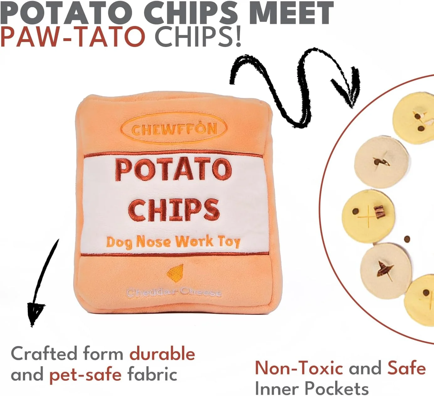 اسباب بازی تعاملی سگ Chewffon، اسباب بازی پازلی تشویقی برای تحریک و رفع بی حوصلگی، اسباب بازی چیپس سیب زمینی برای سگ های کوچک، متوسط و بزرگ (سطح 2) اسباب بازی تعاملی سگ Chewffon، اسباب بازی پازلی تشویقی برای تحریک و رفع بی حوصلگی، اسباب بازی چیپس سیب زمینی برای سگ های کوچک، متوسط و بزرگ (سطح 2)