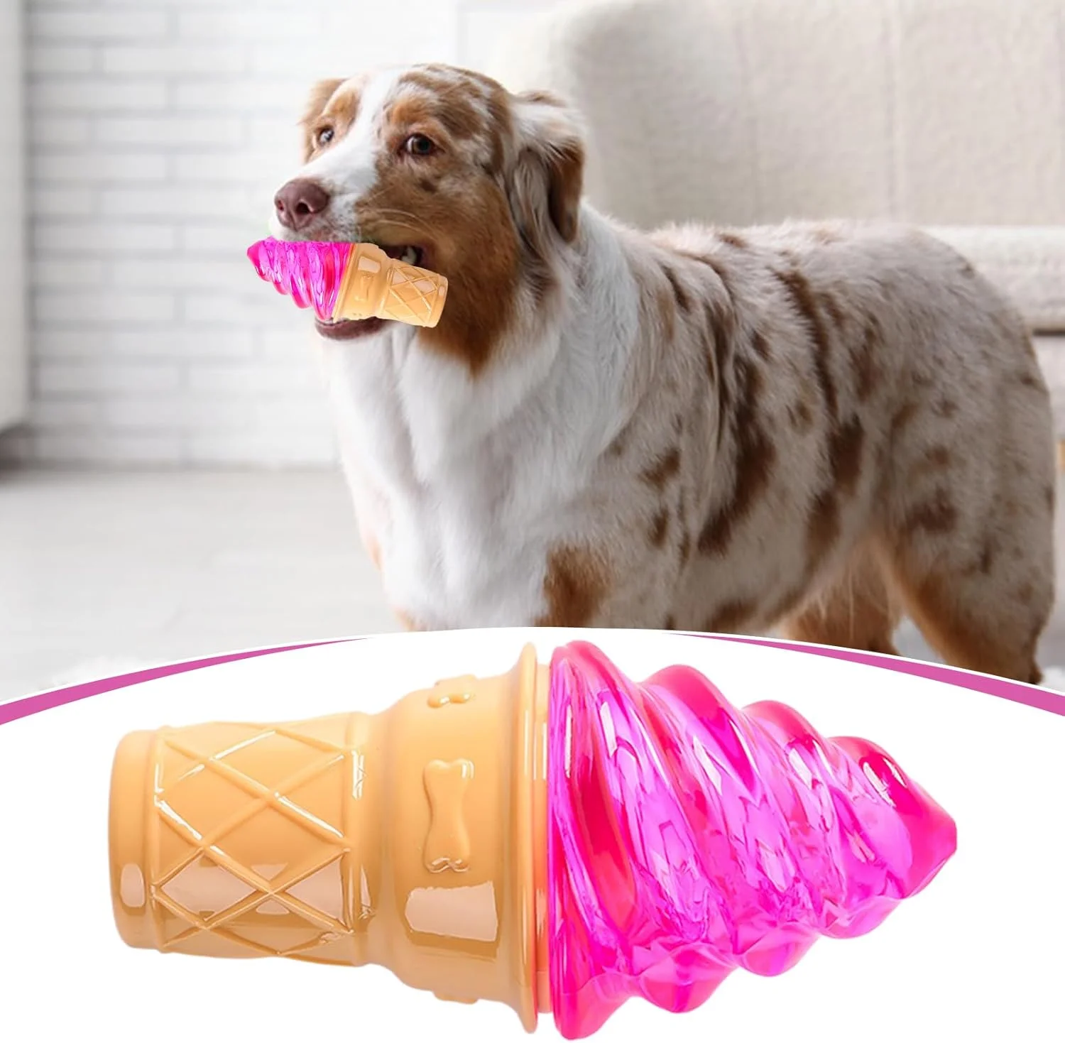 اسباب بازی جویدنی برای سگ ها | اسباب بازی جویدنی برای سگ های با قدرت جویدن بالا - لوازم تمیز کردن دندان بستنی سیلیکونی، لوازم حیوانات خانگی، لوازم جانبی توله سگ برای دندان درآوردن و رفع بی حوصلگی