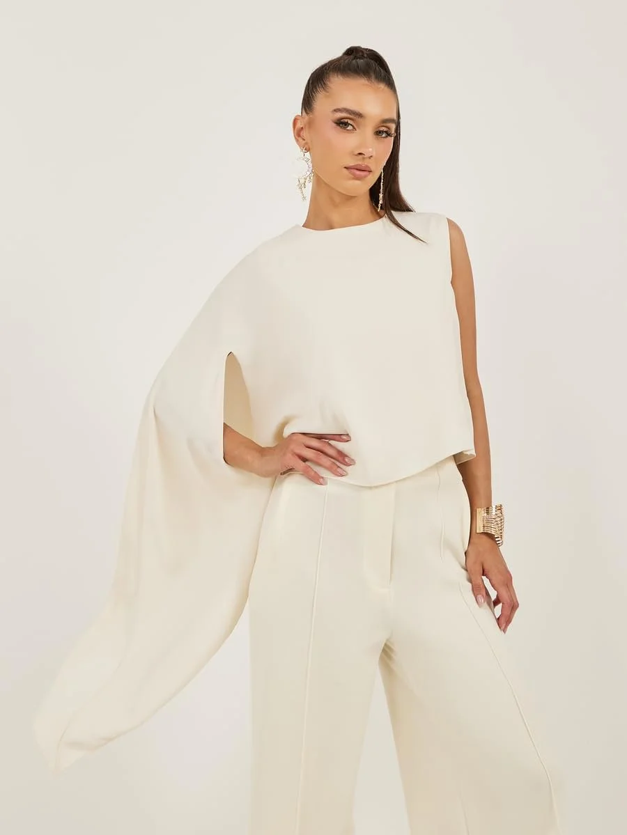 تاپ زنانه استایلی آستین کیپ تک سایز معمولی